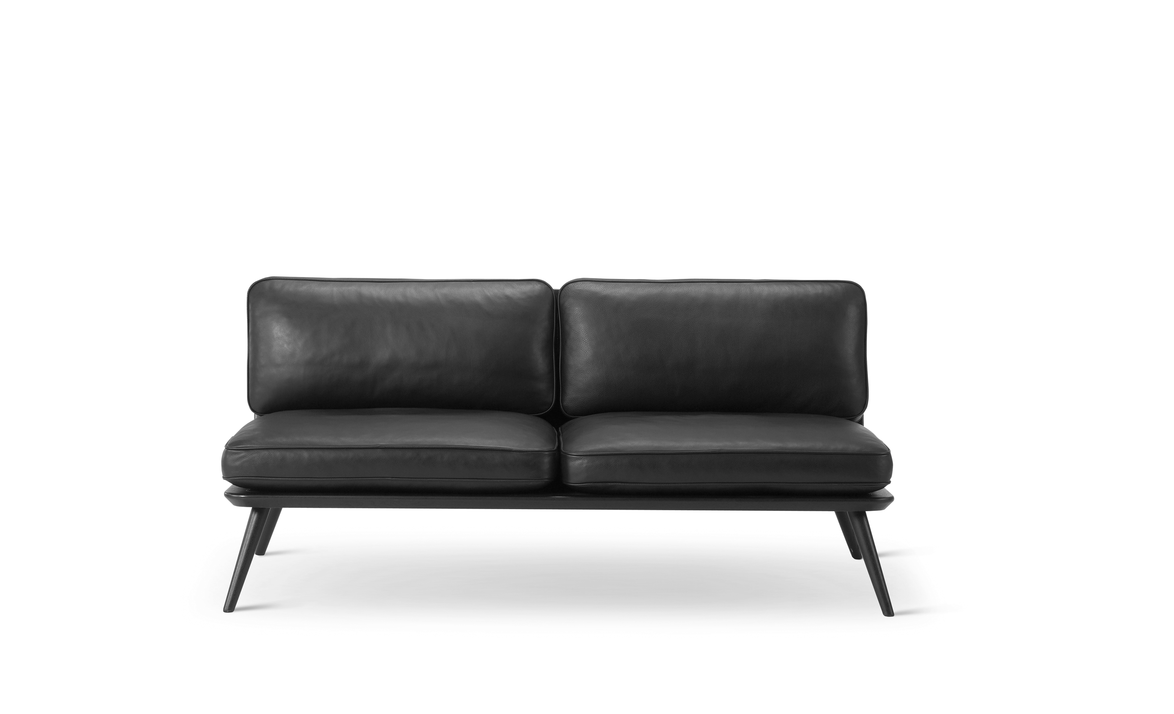 Spine Lounge Suite Sofa - Leather 98 Max / Black lacquered oak 