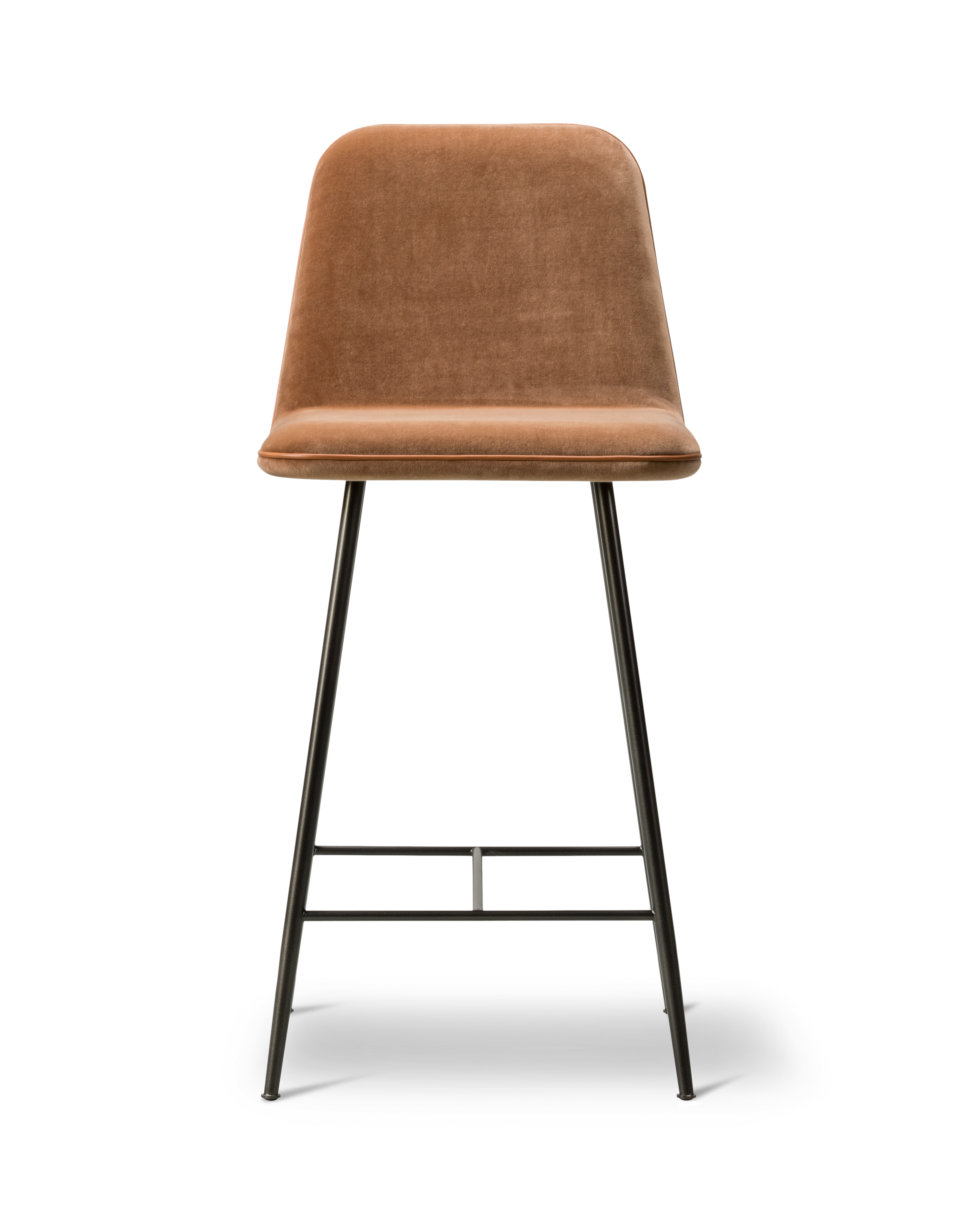 Spine Metal Base Barstool - Harald 343 / Leather 95 Max piping / Black frame