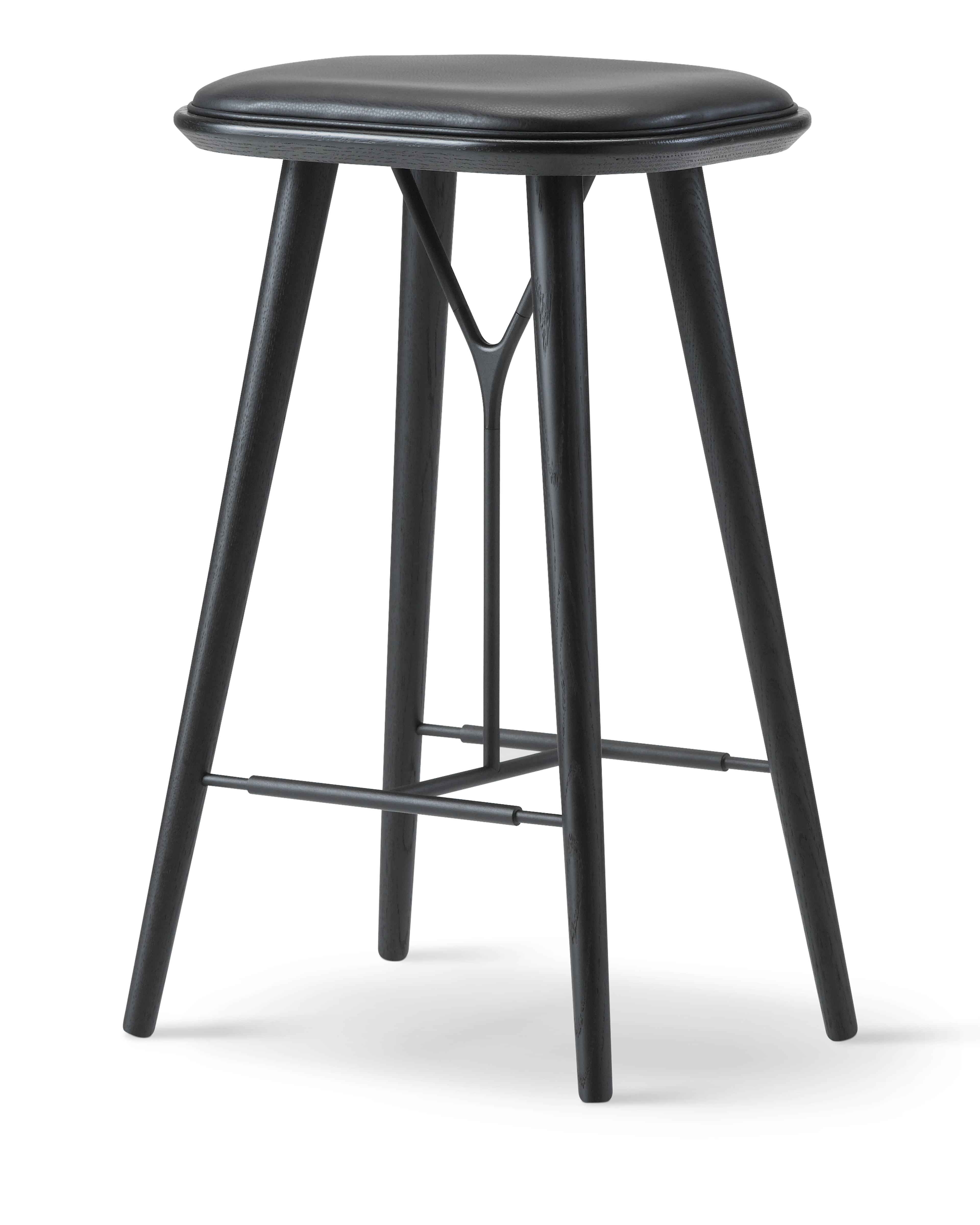 Spine Wood Base Stool - Læder 88 Primo / Sortlakeret ask / Sort metal