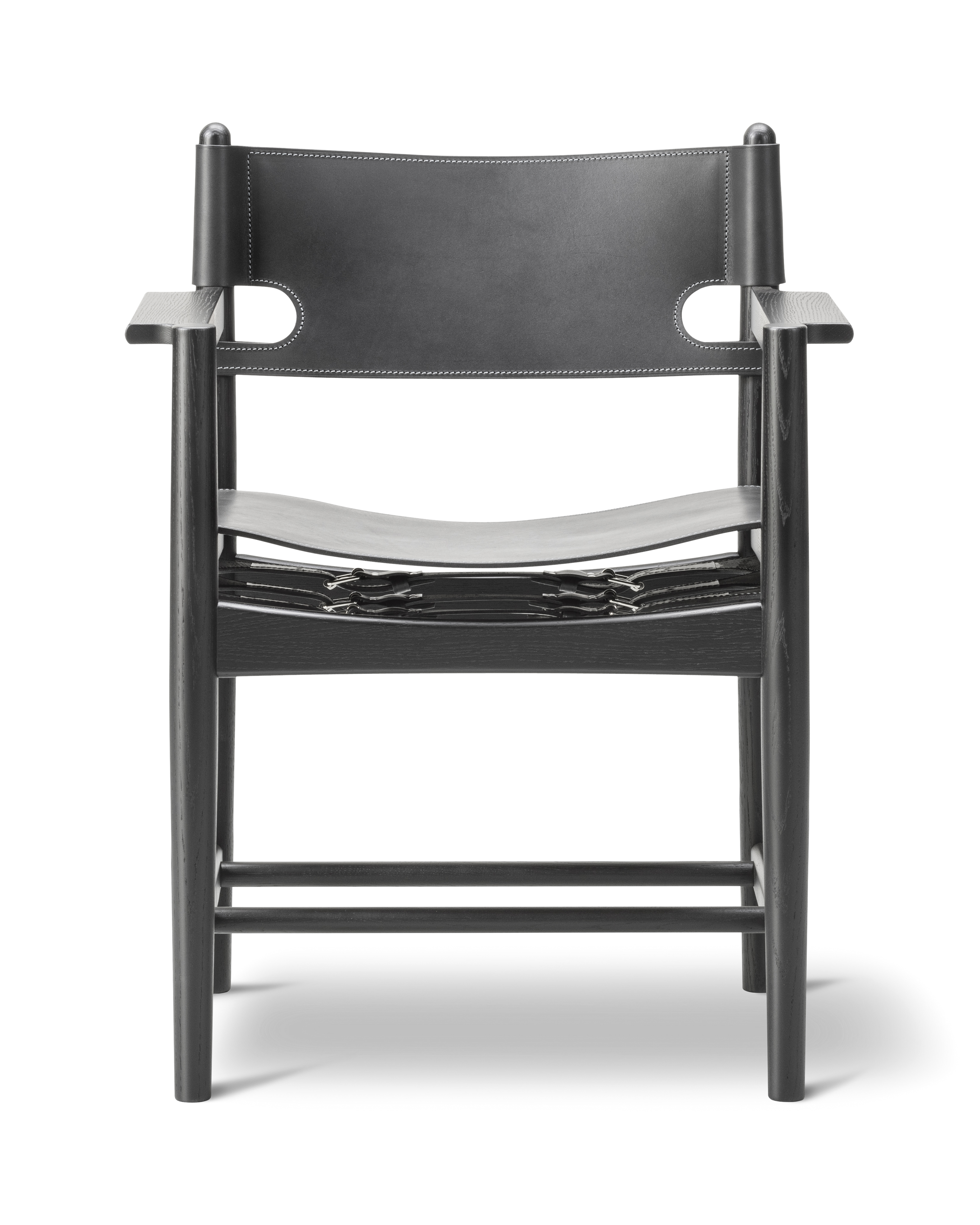 The Spanish Dining Armchair - Black leather / Black lacquered oak