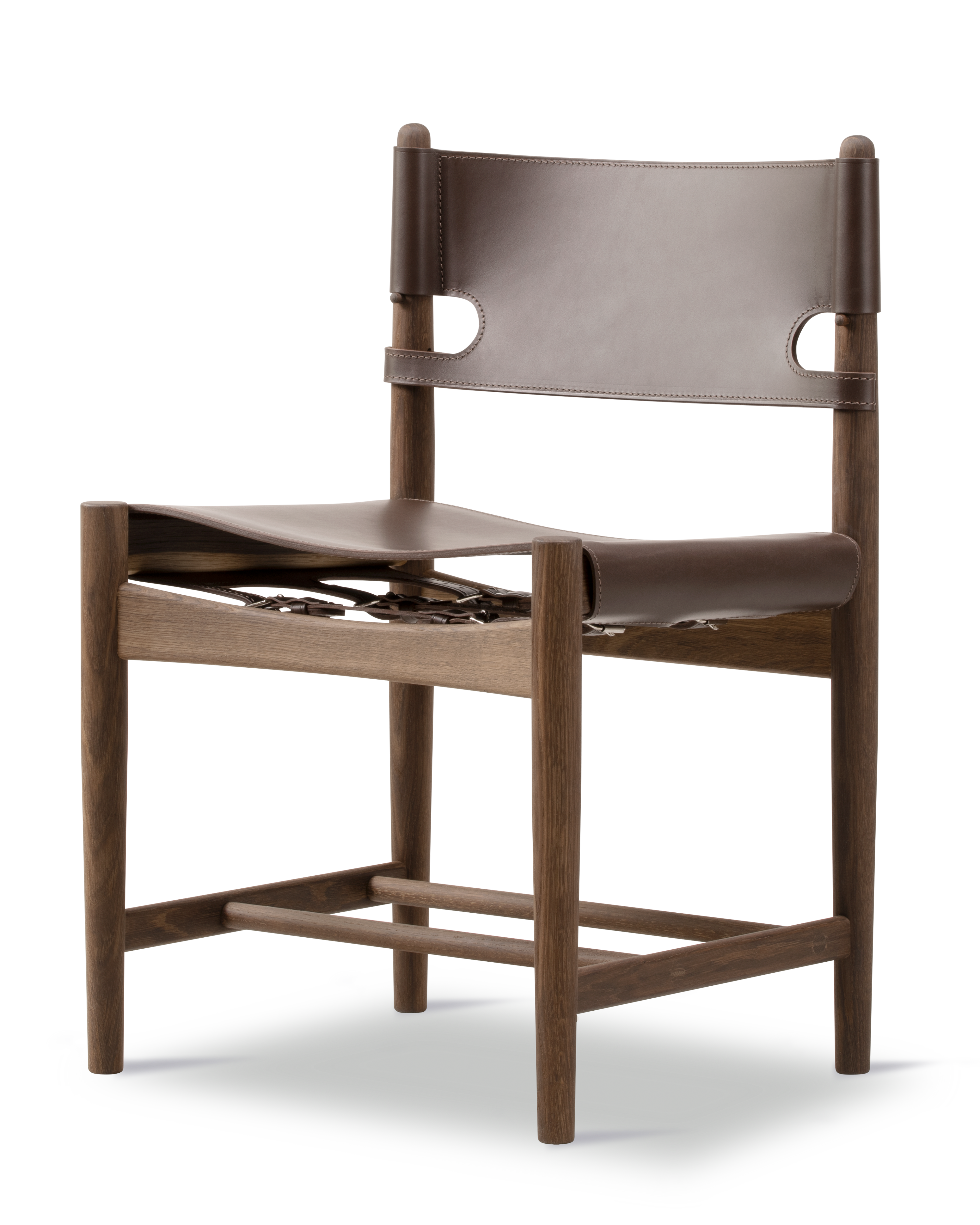 The Spanish Dining Chair - Dark Brown Leather / Smoked oak