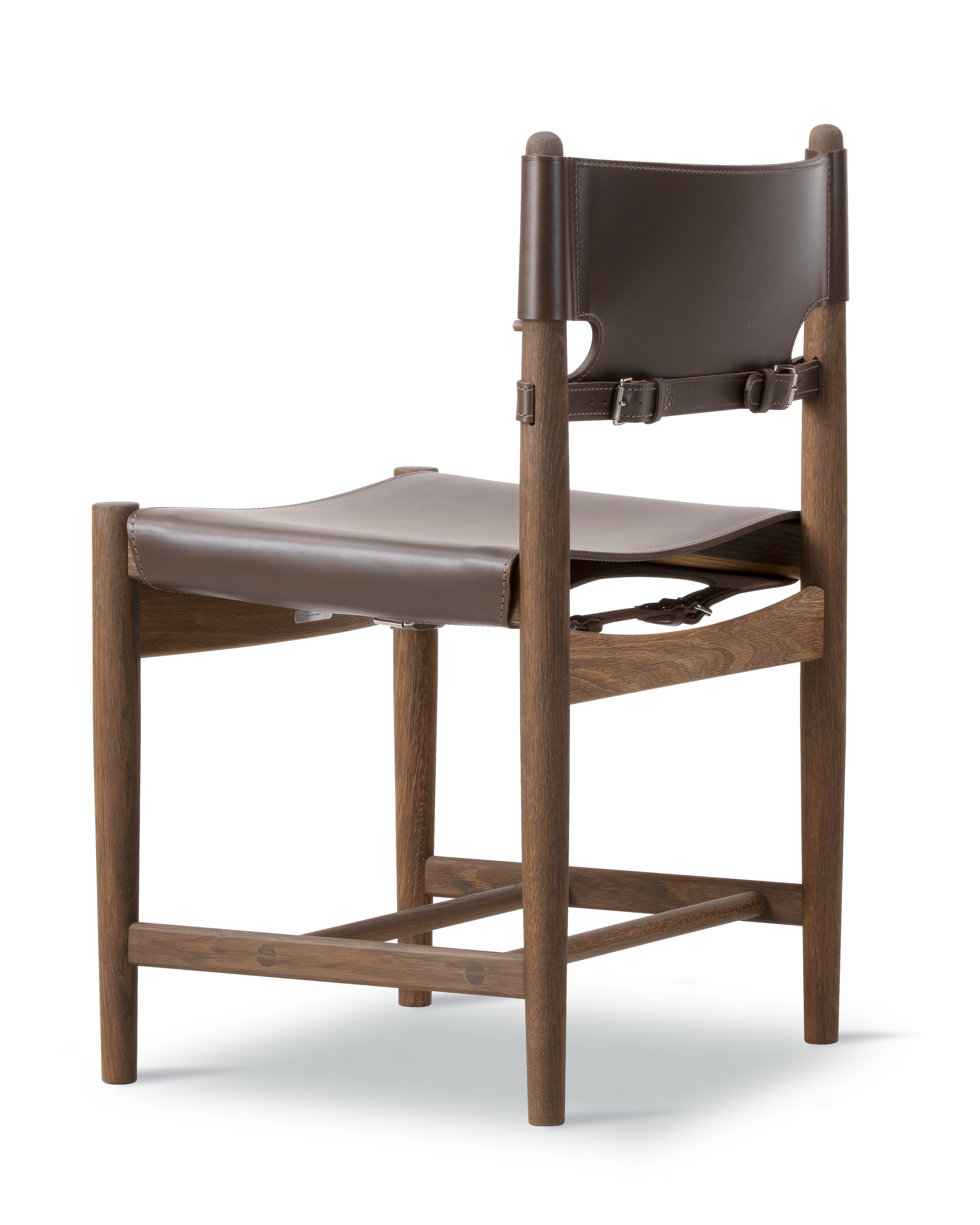 Den Spanske Spisebordsstol - Mørkebrun læder / Røget eg