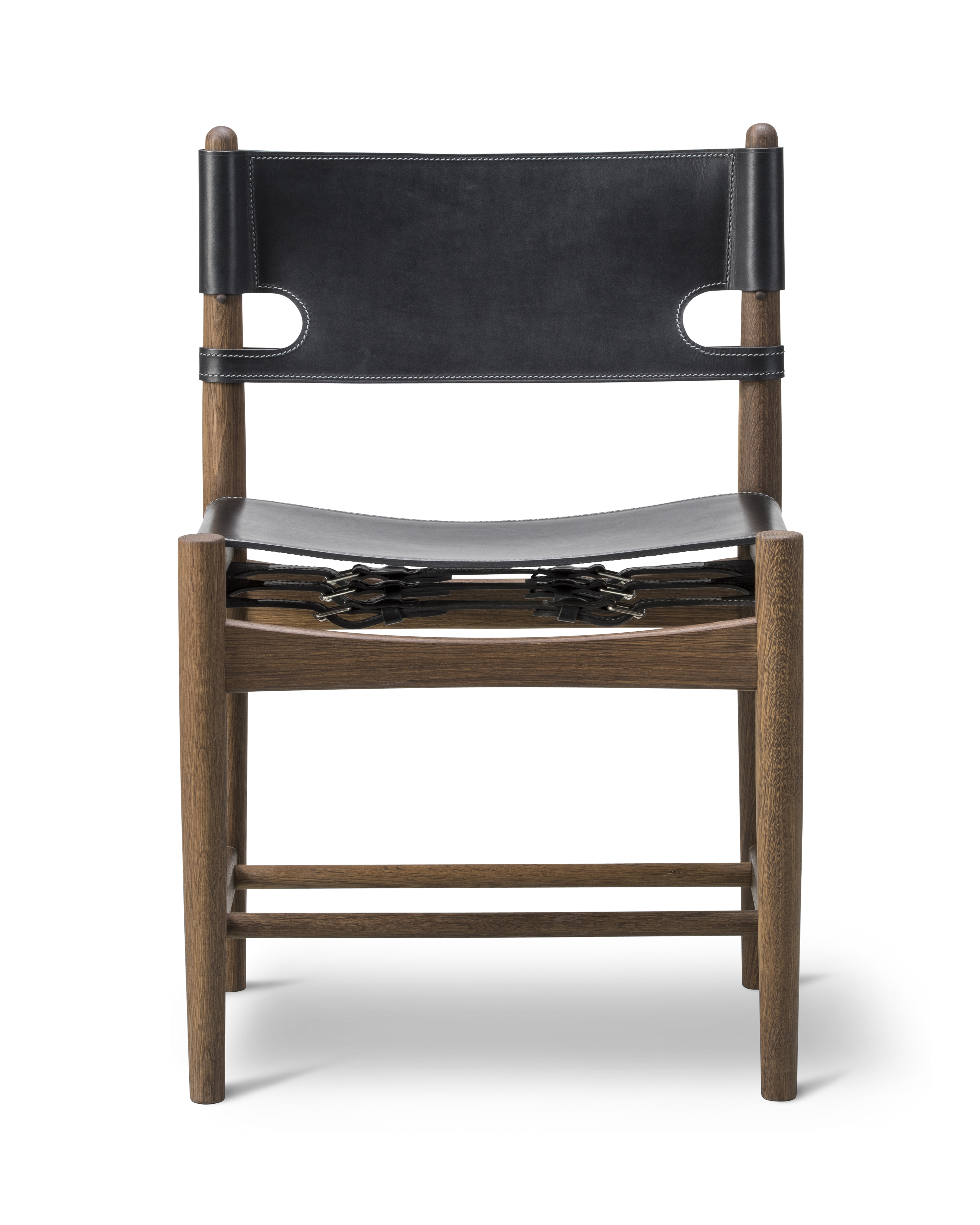 The Spanish Dining Chair - Black leather / Smoked oak