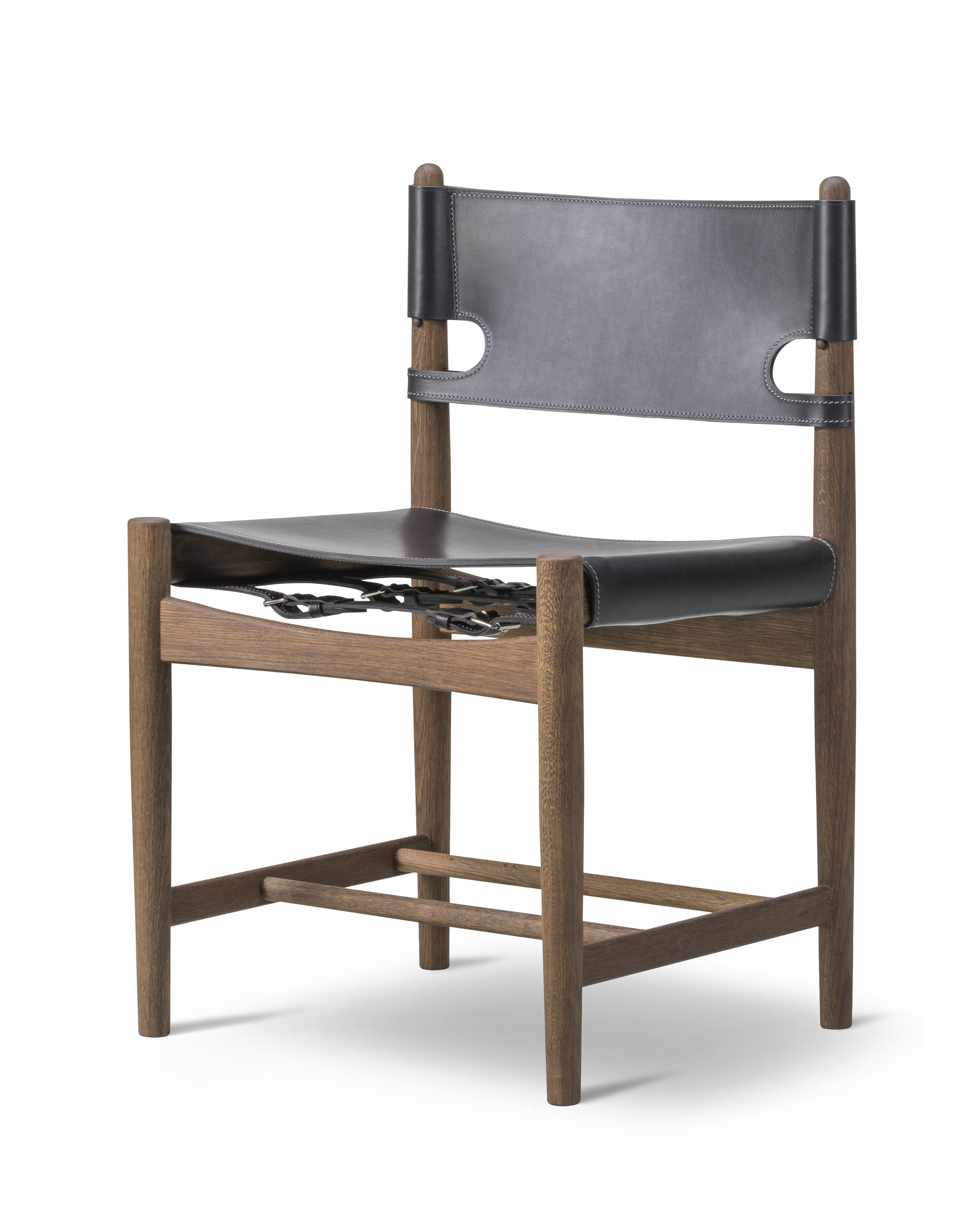 The Spanish Dining Chair - Black leather / Smoked oak