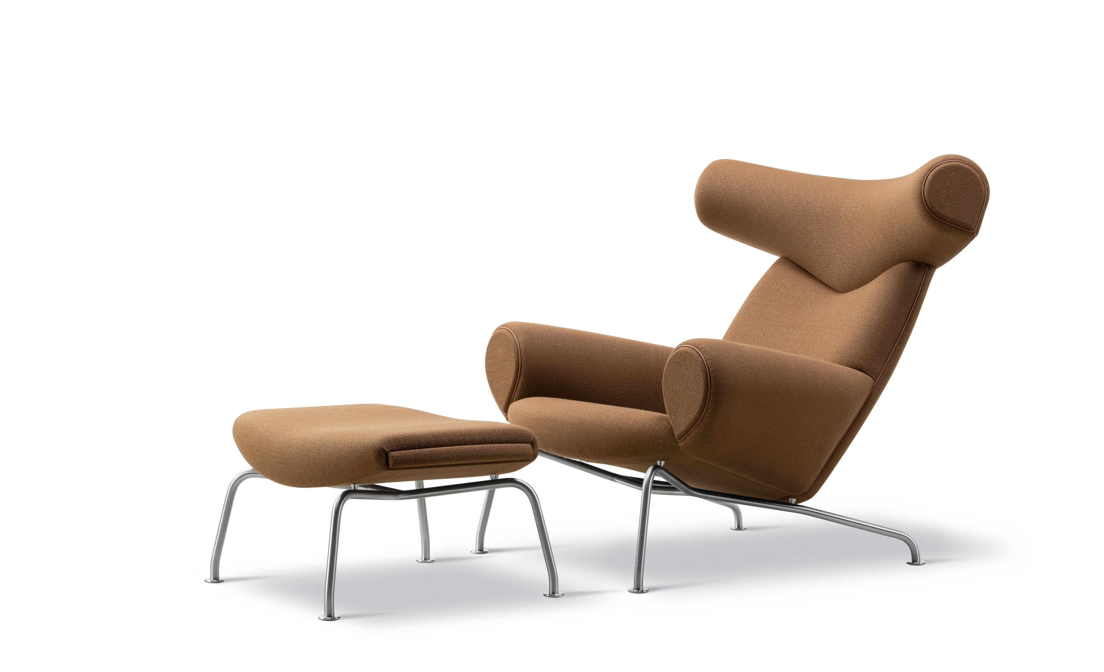 Wegner Ox Chair - Vidar 353 / Max 91 Nutshell / Brushed Aluminium frame
