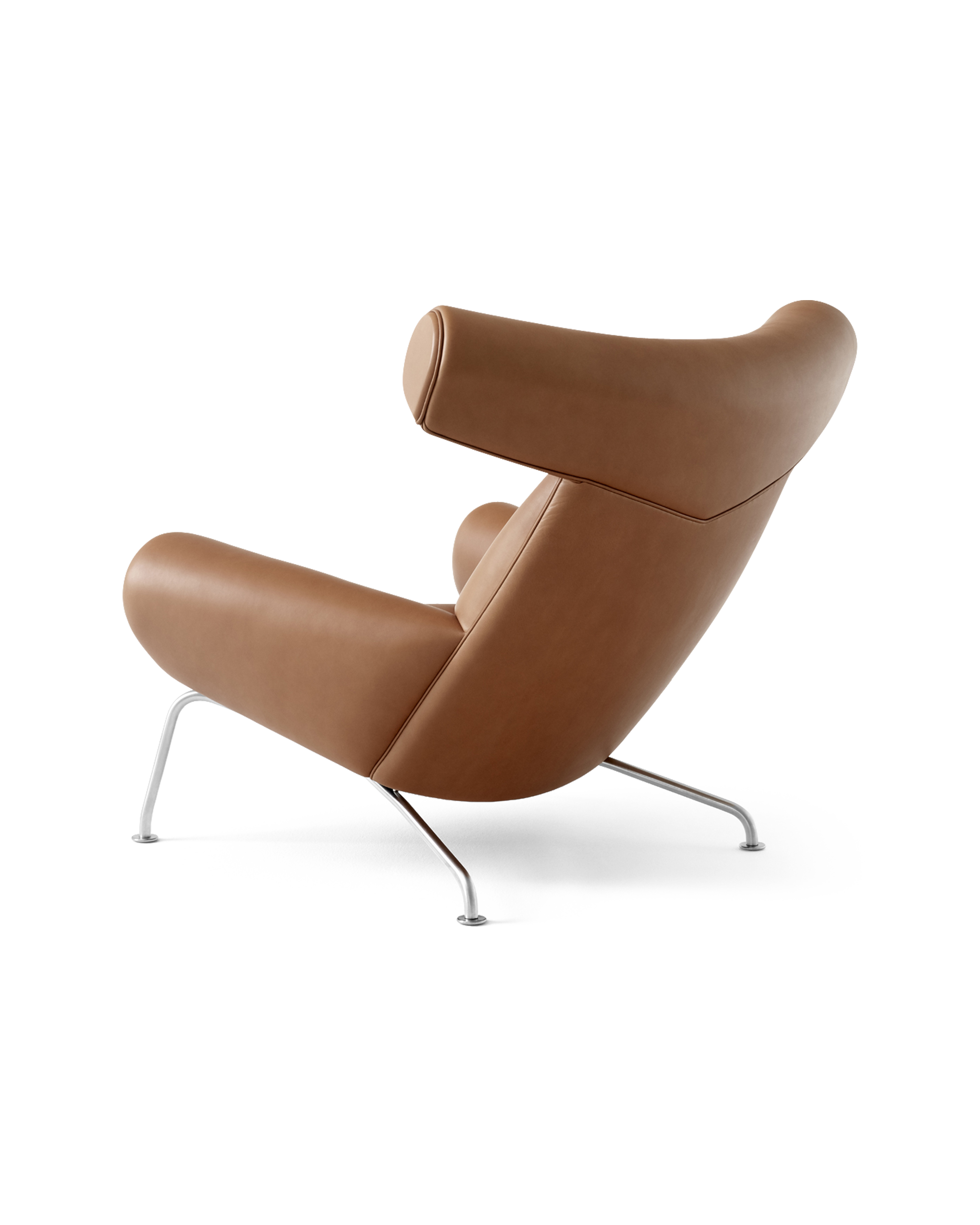 Wegner Ox Chair - Leather 95 Max / Brushed steel frame