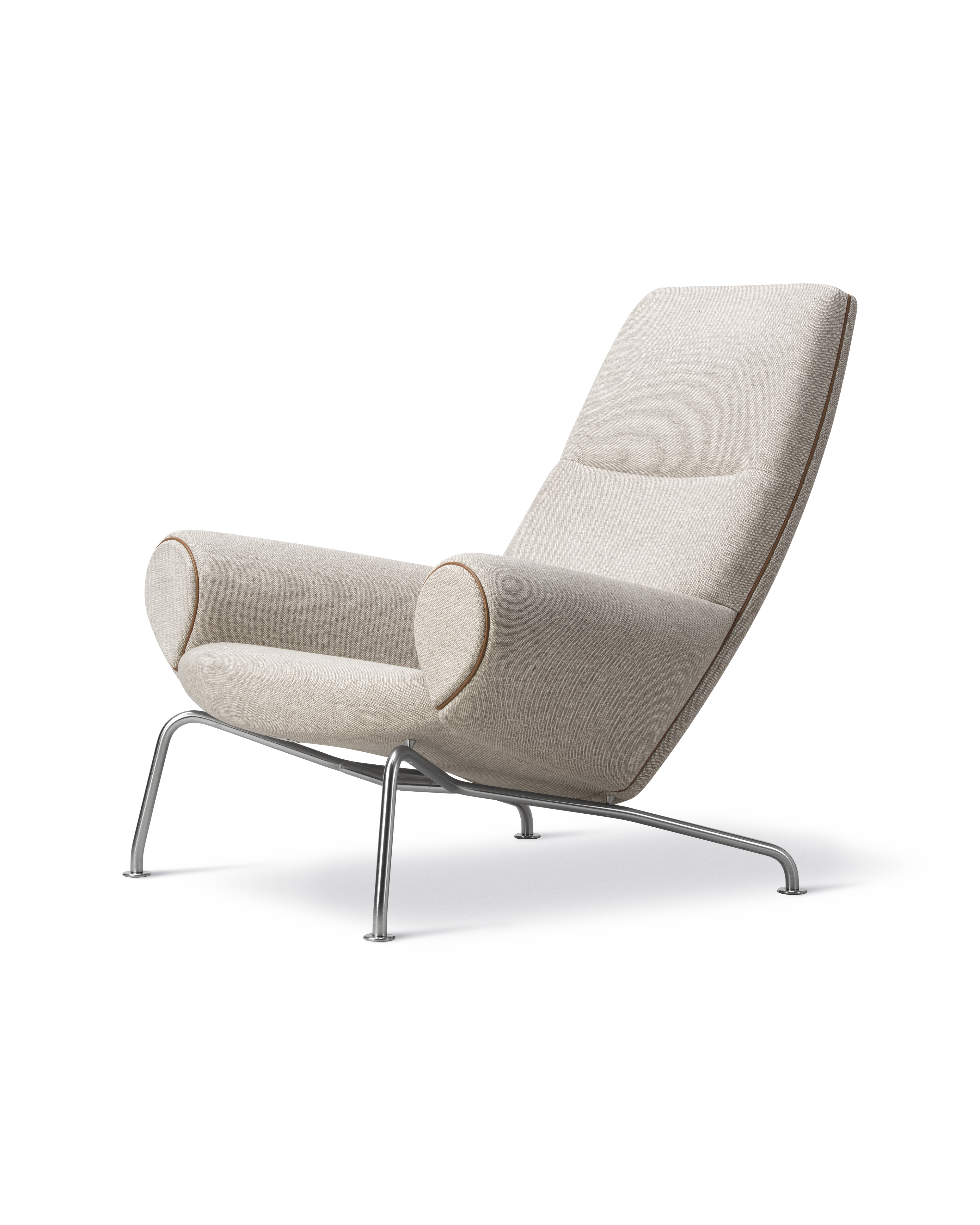 Wegner Queen Chair - Clay 12 / Brushed chrome frame / Leather piping 91 Max 