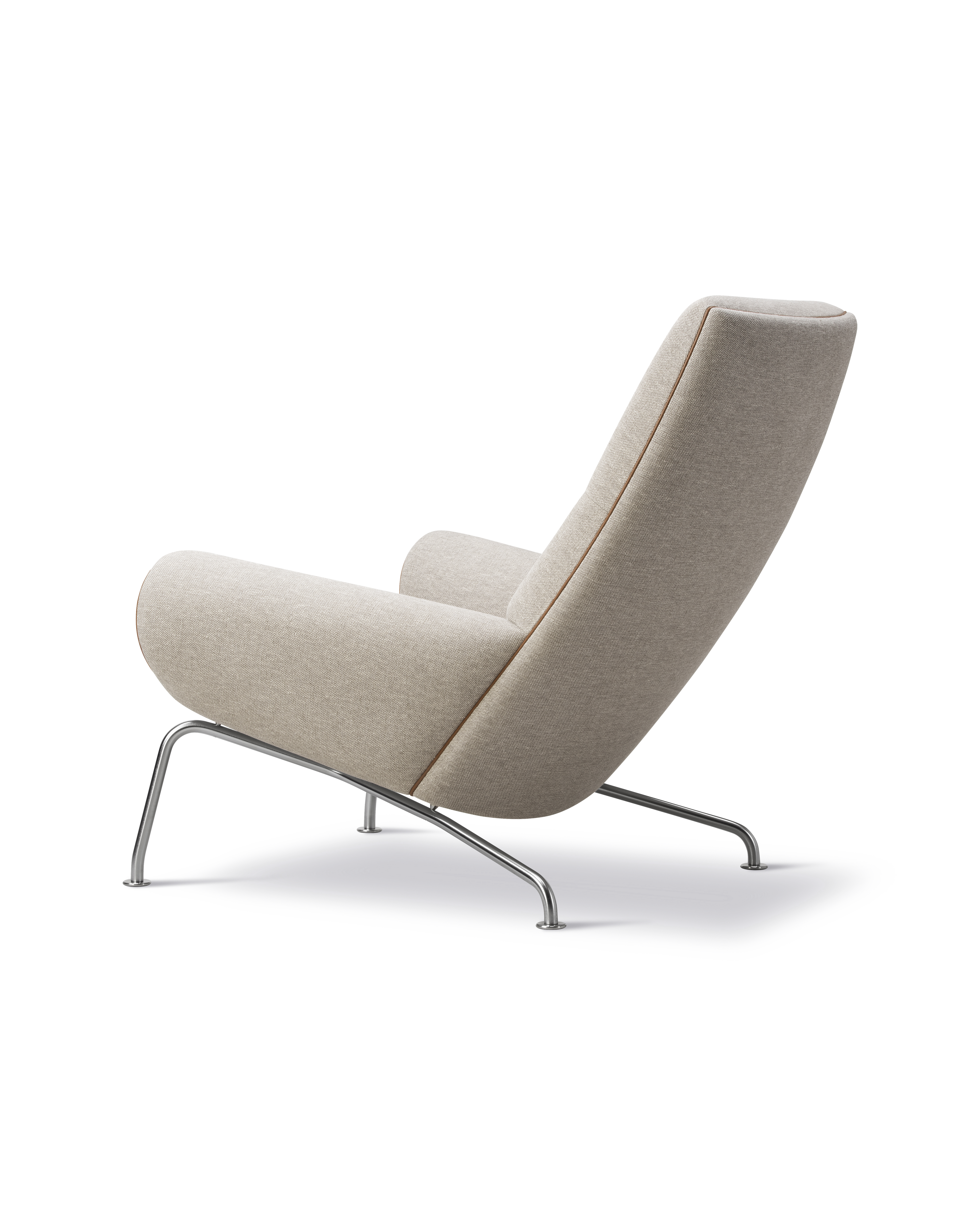 Wegner Queen Chair - Clay 12 / Brushed chrome frame / Leather piping 91 Max