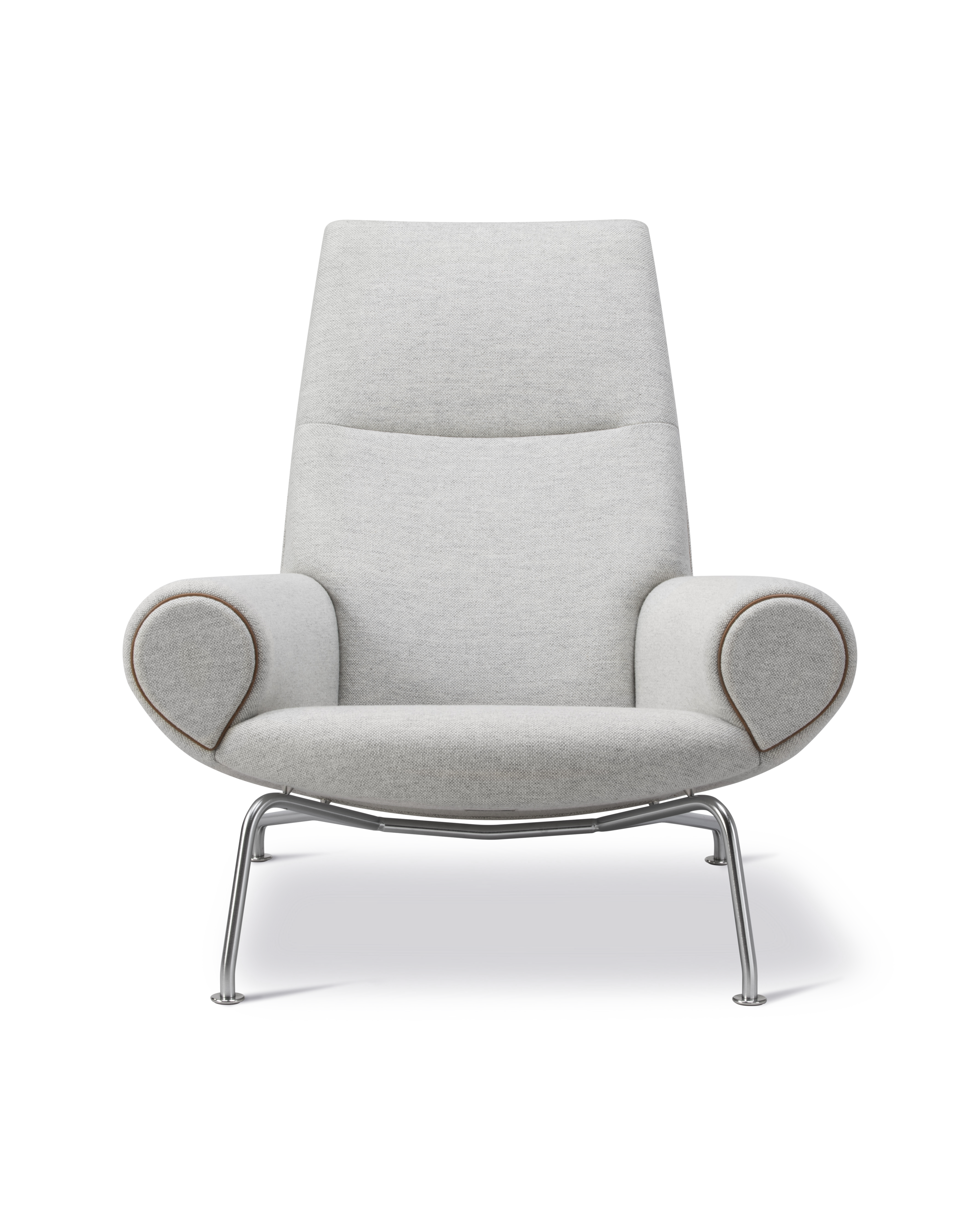 Wegner Queen Chair - Hallingdal 110 / Brushed chrome frame / Leather piping 91 Max