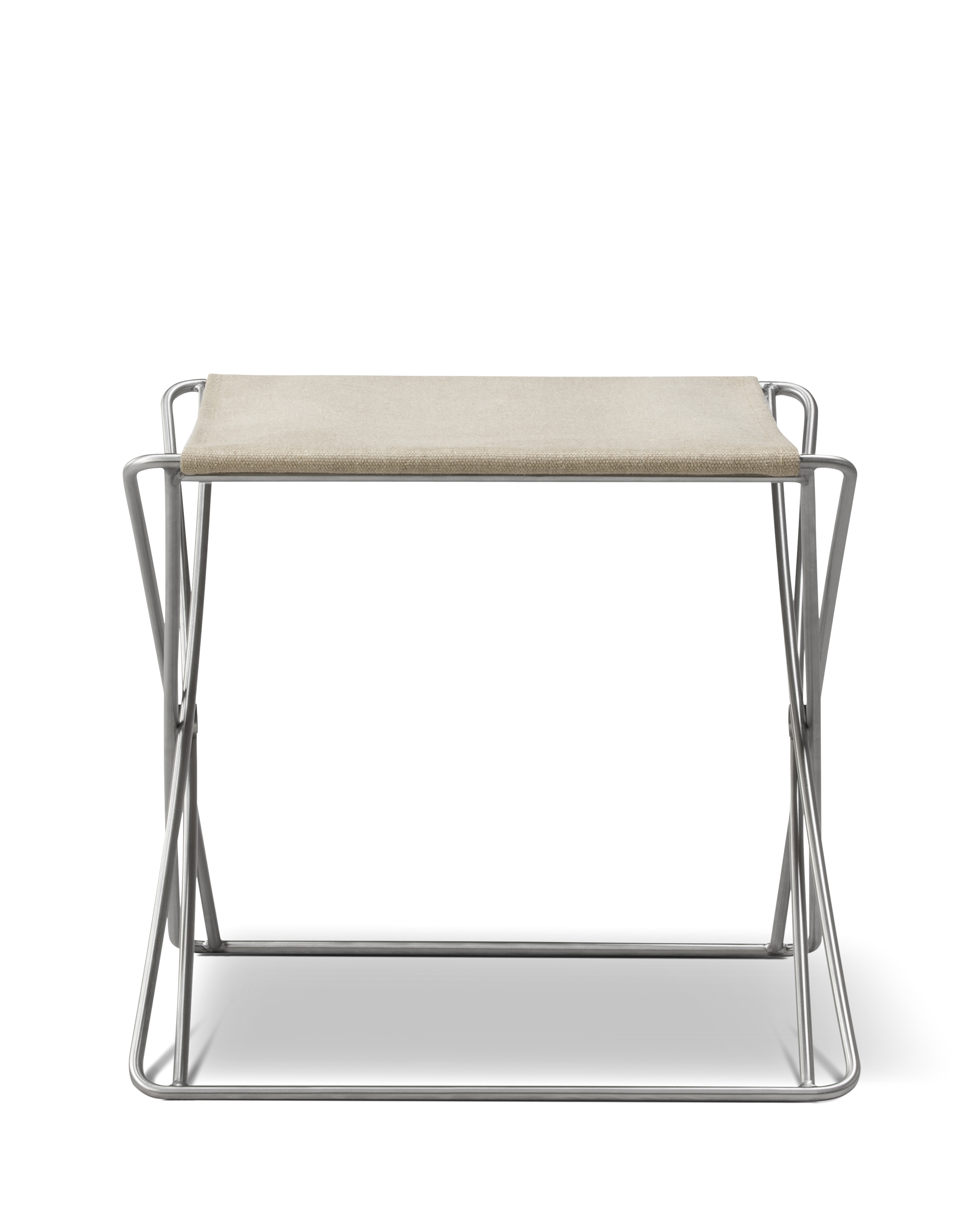 JG Folding Stool - Canvas / Brushed steel frame