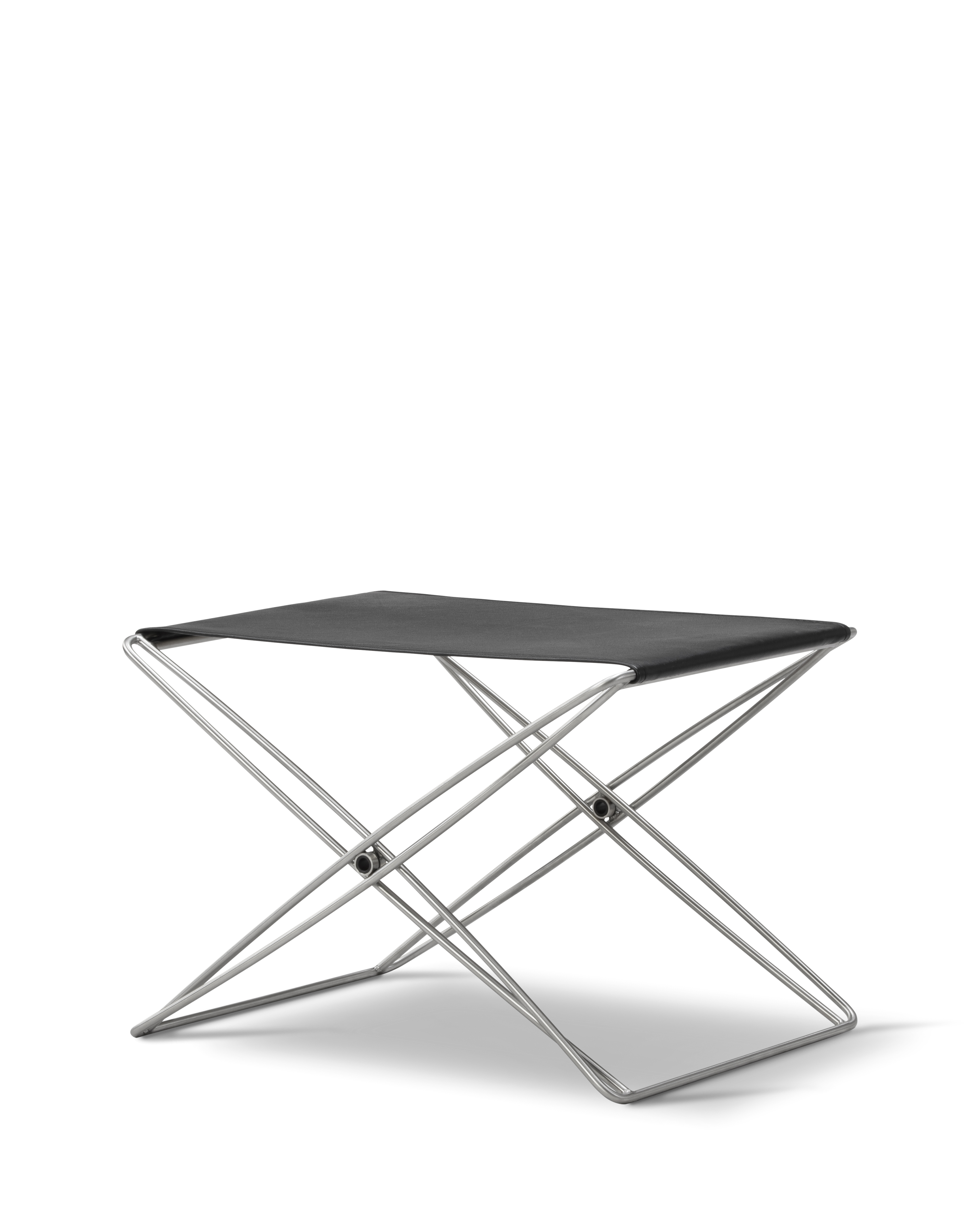 JG Folding Stool - Leather 98 Max / Brushed steel frame