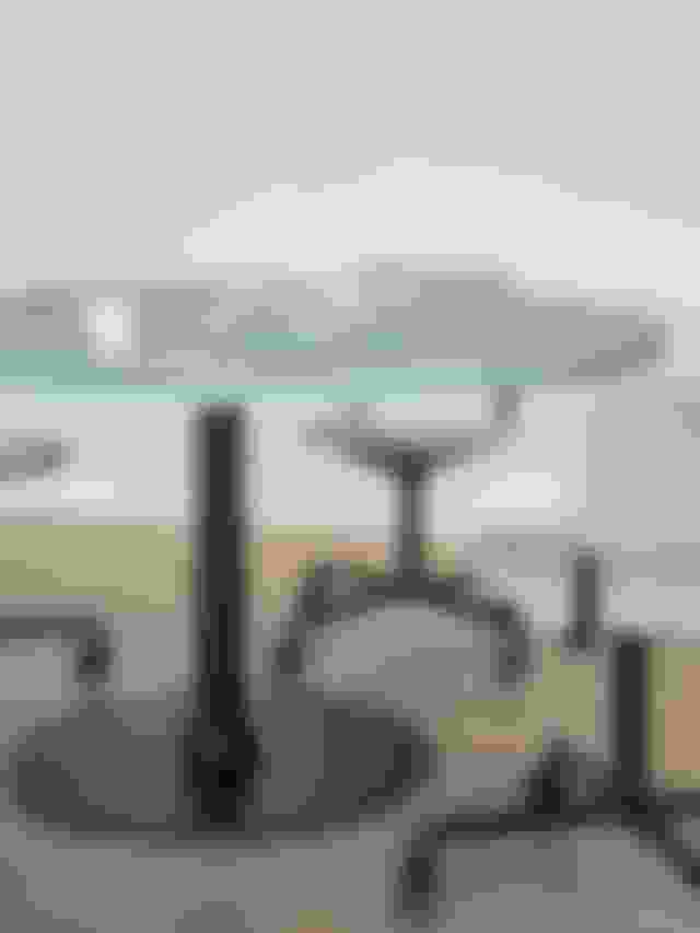 PlanColumnTable150cmBlueHazeLinoleumBlack_PlanStudioChairVidar123Black.jpg