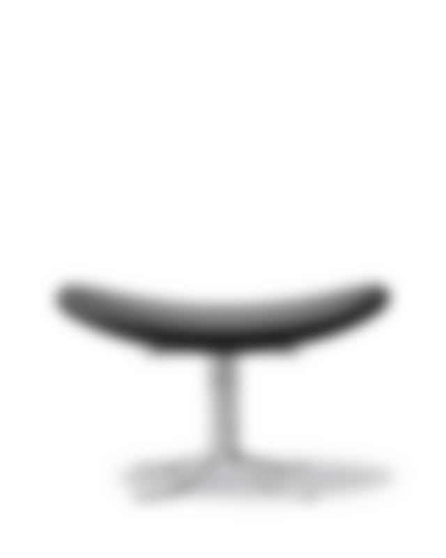 Corona Ottoman - Leather Omni 301 Black / Brushed steel frame