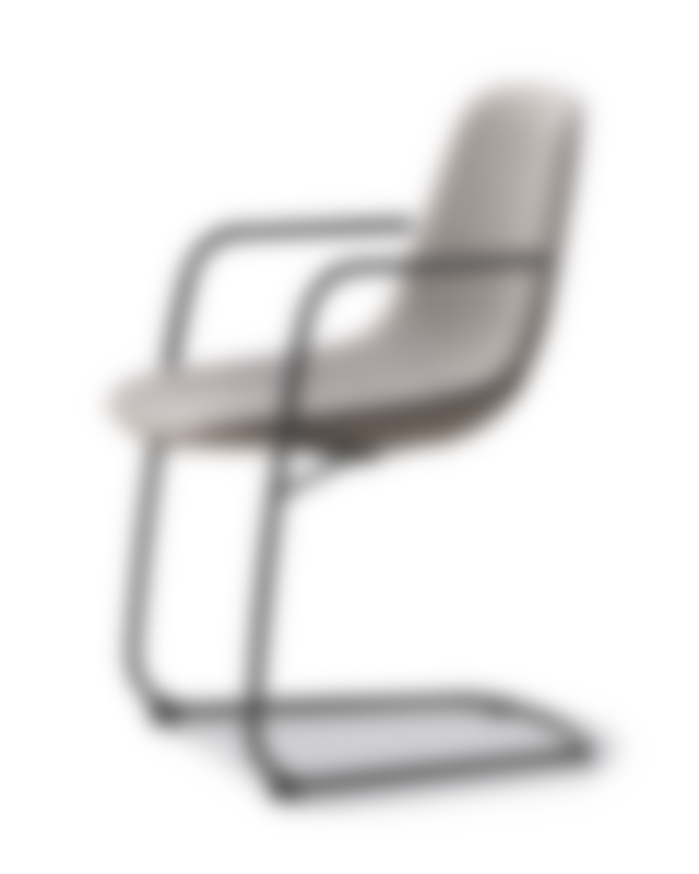 Eyes Cantilever Chair - Re-Wool 128 / Leather 98 Max Piping / Black steel