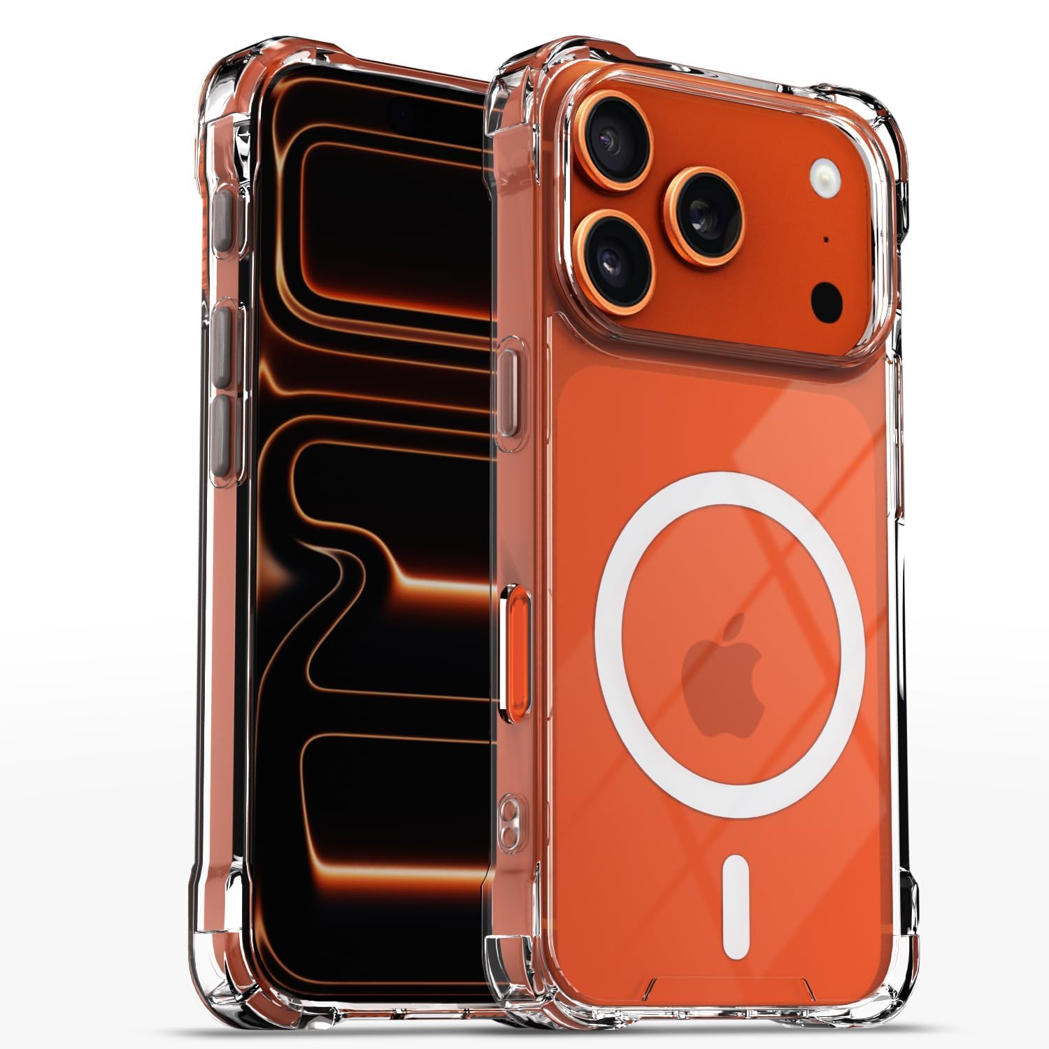 Magnetic Back Cover for iPhone 17 Pro Max | Shockproof Transparent Case | Anti-Yellowing Clear Back | Built-in Magnetic Ring for Wireless Charging | Slim Design view 1