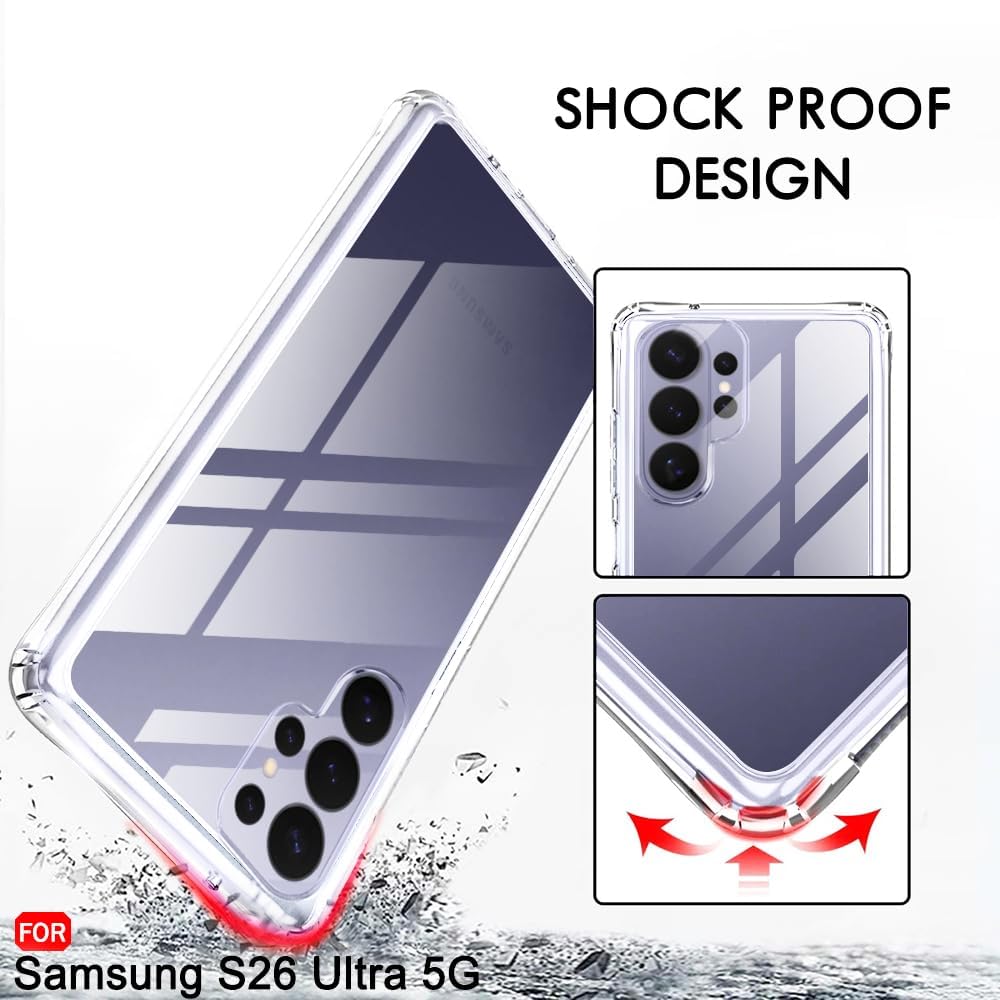 TrendyShield Samsung Galaxy S26 Ultra Back Cover | Transparent Shockproof Case | 360° Bumper Protection | Camera & Screen Raised Edge (Clear) view 4