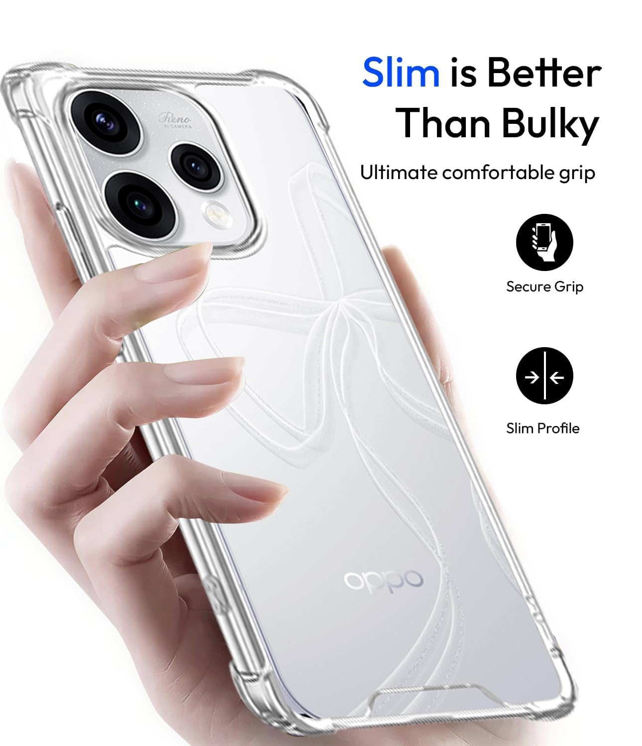 TrendyShield Oppo Reno 16 Back Cover | Transparent Shockproof Case | 360° Bumper Protection | Camera & Screen Raised Edge (Clear) view 2