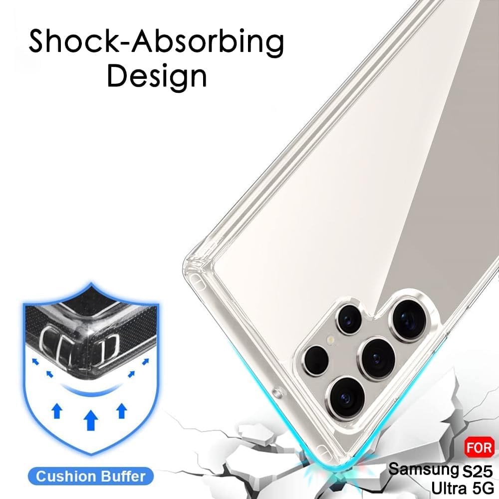 TrendyShield Samsung Galaxy S25 Ultra Back Cover | Transparent Shockproof Case | 360° Bumper Protection | Camera & Screen Raised Edge (Clear) view 4