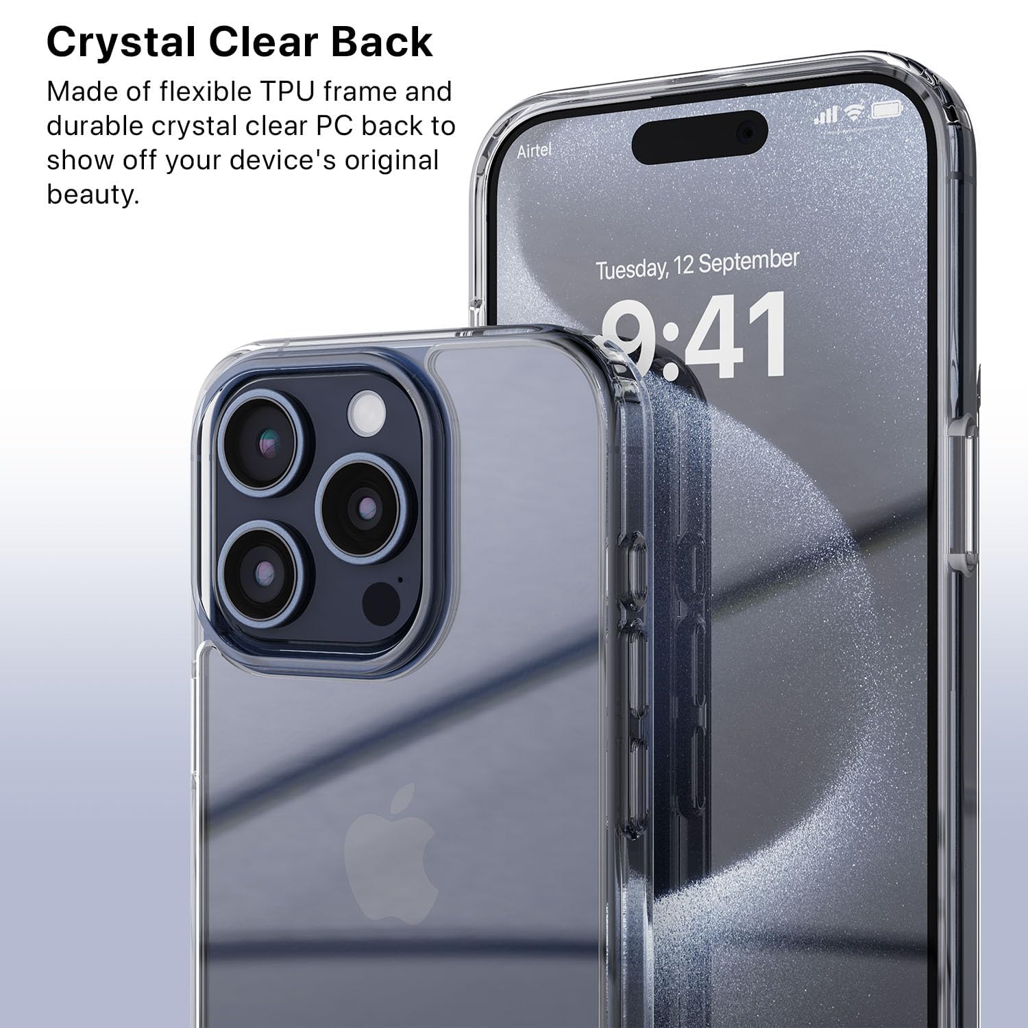 TrendyShield iPhone 15 Pro Back Cover | Transparent Shockproof Case | 360° Bumper Protection | Raised Camera Guard (Clear) view 6