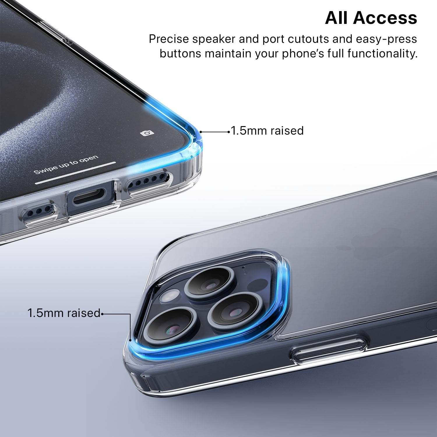 TrendyShield iPhone 15 Pro Max Back Cover | Transparent Shockproof Case | 360° Bumper Protection | Raised Camera Guard (Clear) view 5