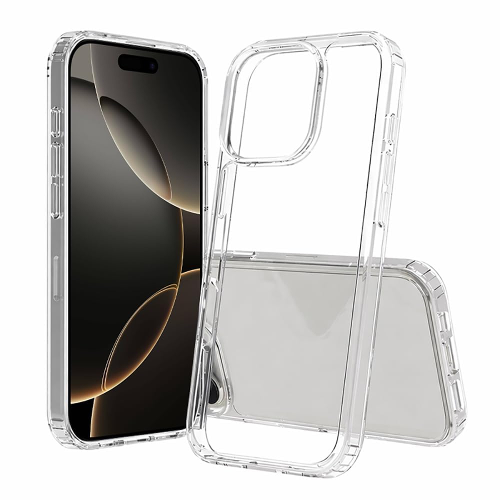 TrendyShield iPhone 16 Pro Back Cover | Transparent Shockproof Case | 360° Bumper Protection | Raised Camera Guard (Clear) view 2