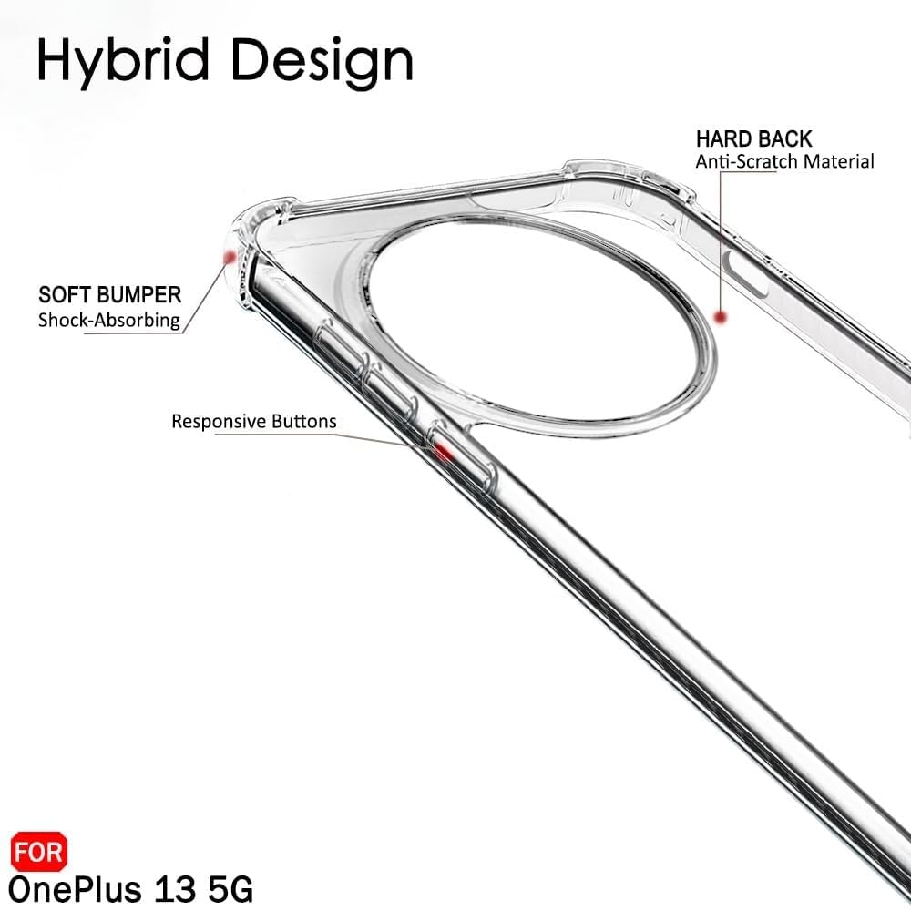TrendyShield OnePlus 13 5G Back Cover | Transparent Shockproof Case | 360° Bumper Protection | Raised Camera Guard (Clear) view 3