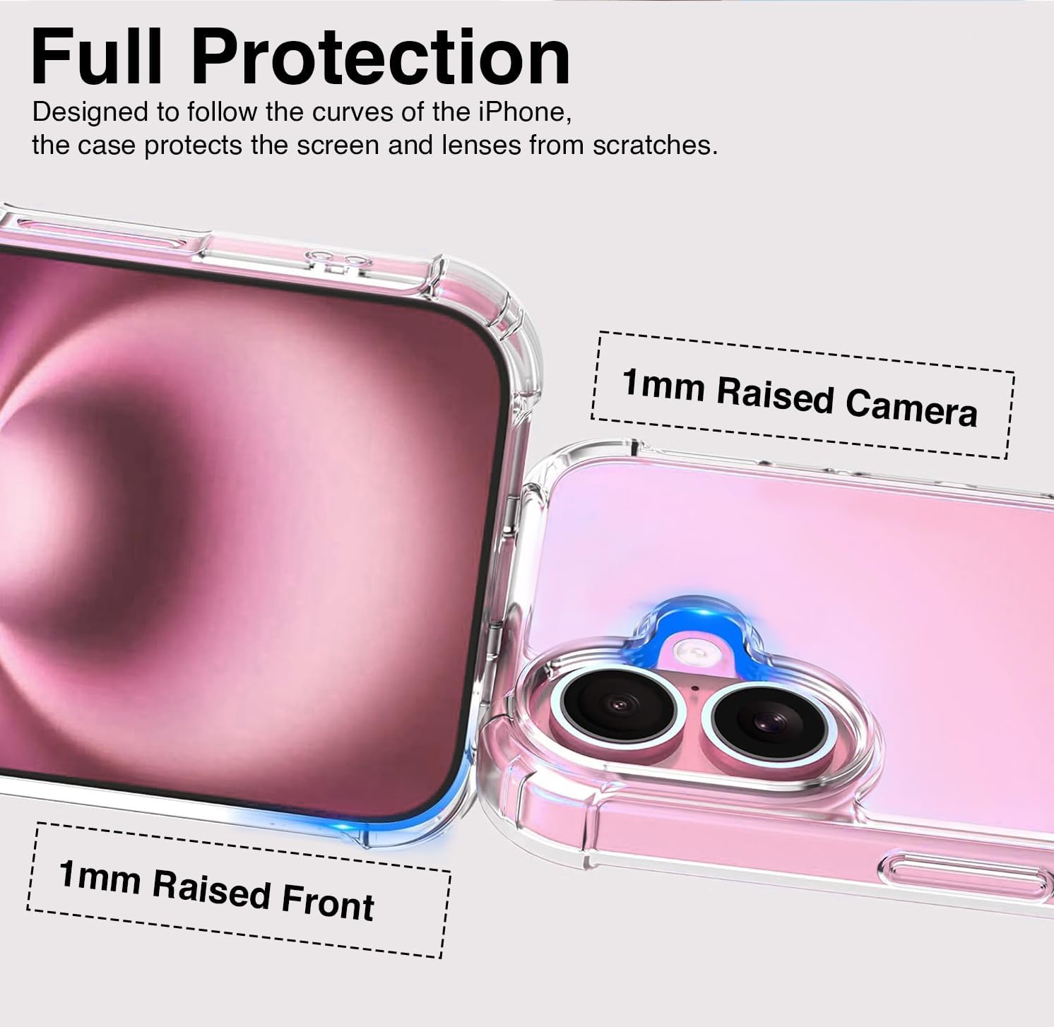 TrendyShield iPhone 16 Back Cover | Transparent Shockproof Case | 360° Bumper Protection | Raised Camera Guard (Clear) view 3