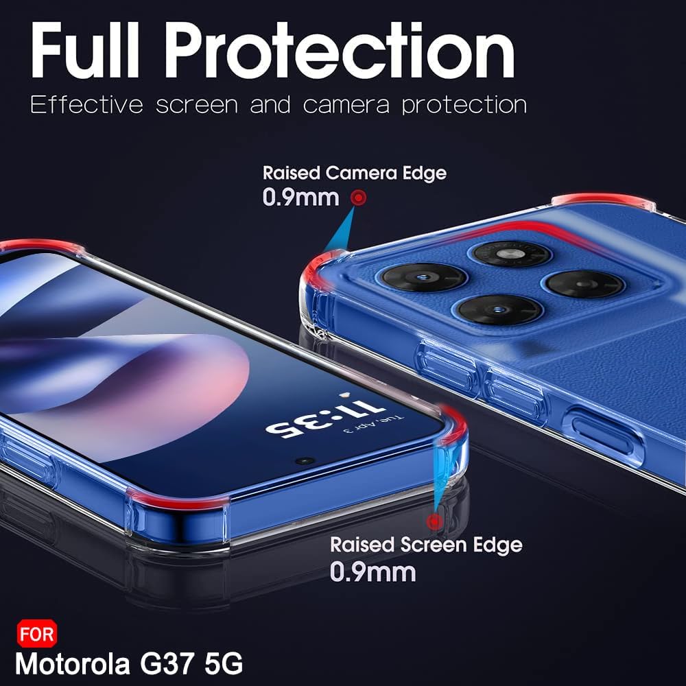 TrendyShield Motorola G37 Back Cover | Transparent Shockproof Case | 360° Bumper Protection | Raised Camera Guard (Clear) view 3