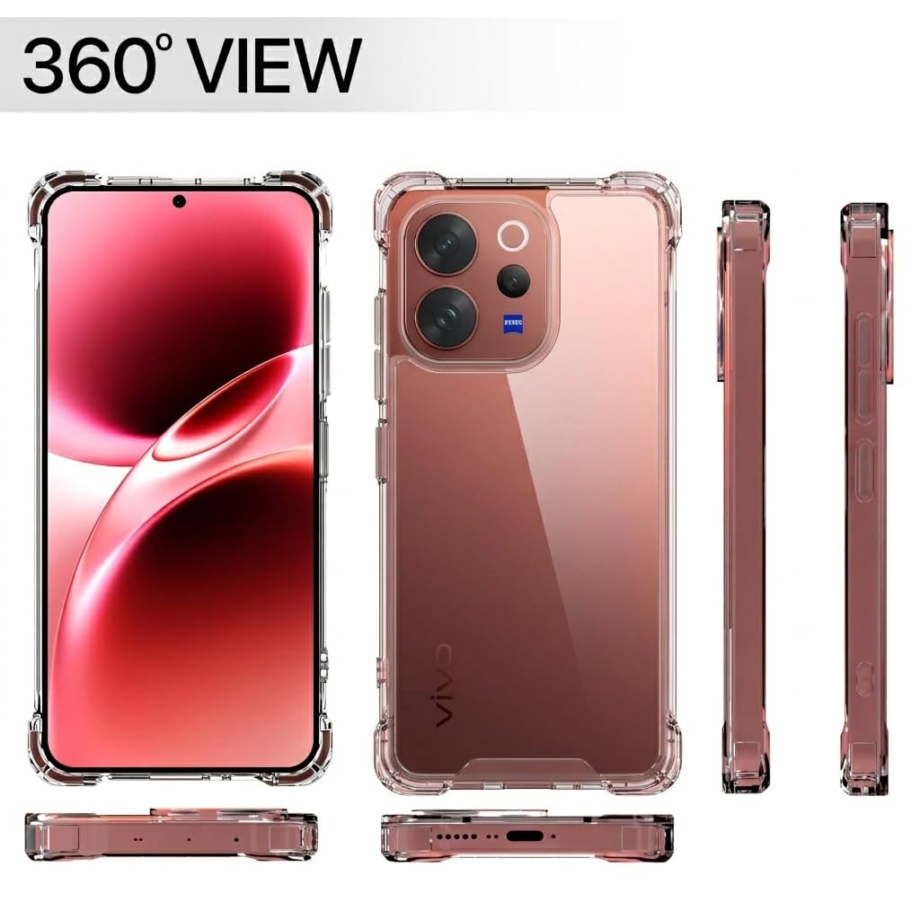 TrendyShield Vivo V70 Transparent Back Cover | Shockproof Clear Case | 360° Bumper Protection | Camera Guard view 4