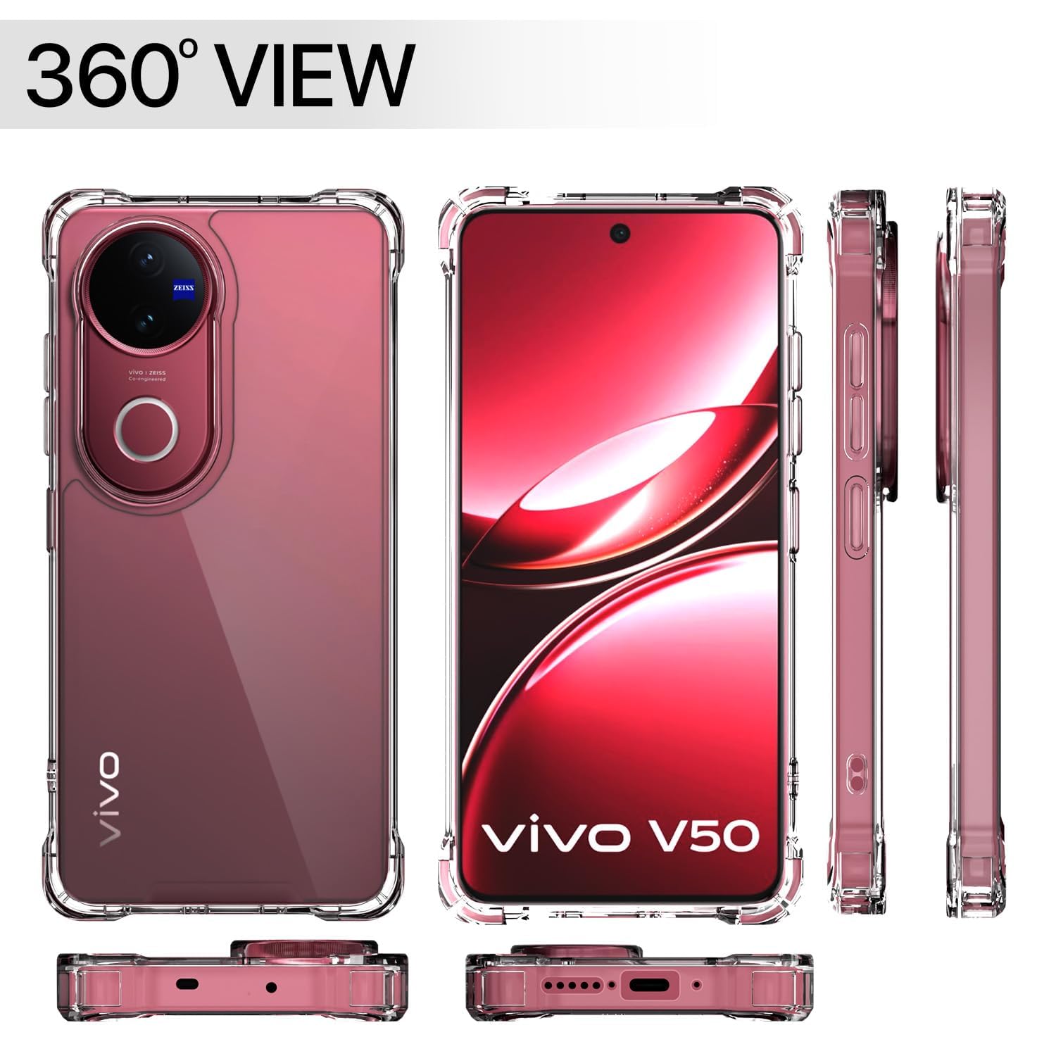 TrendyShield Vivo V50 Transparent Back Cover | Crystal Clear Slim Case | Shockproof Bumper | Camera Protection view 3
