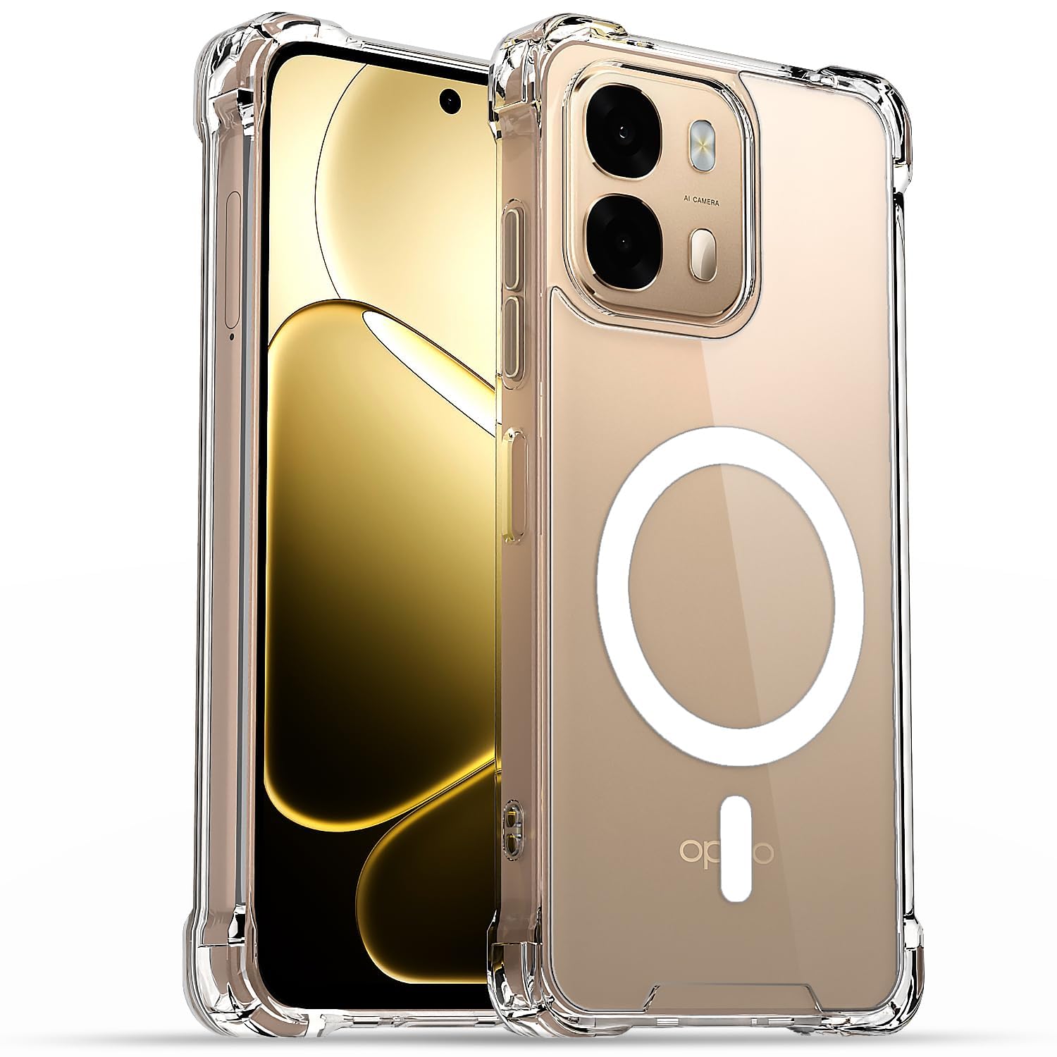 TrendyShield Oppo A6 Pro Back Cover | Transparent MagSafe Case | Shockproof 360° Bumper | Raised Camera Guard view 2