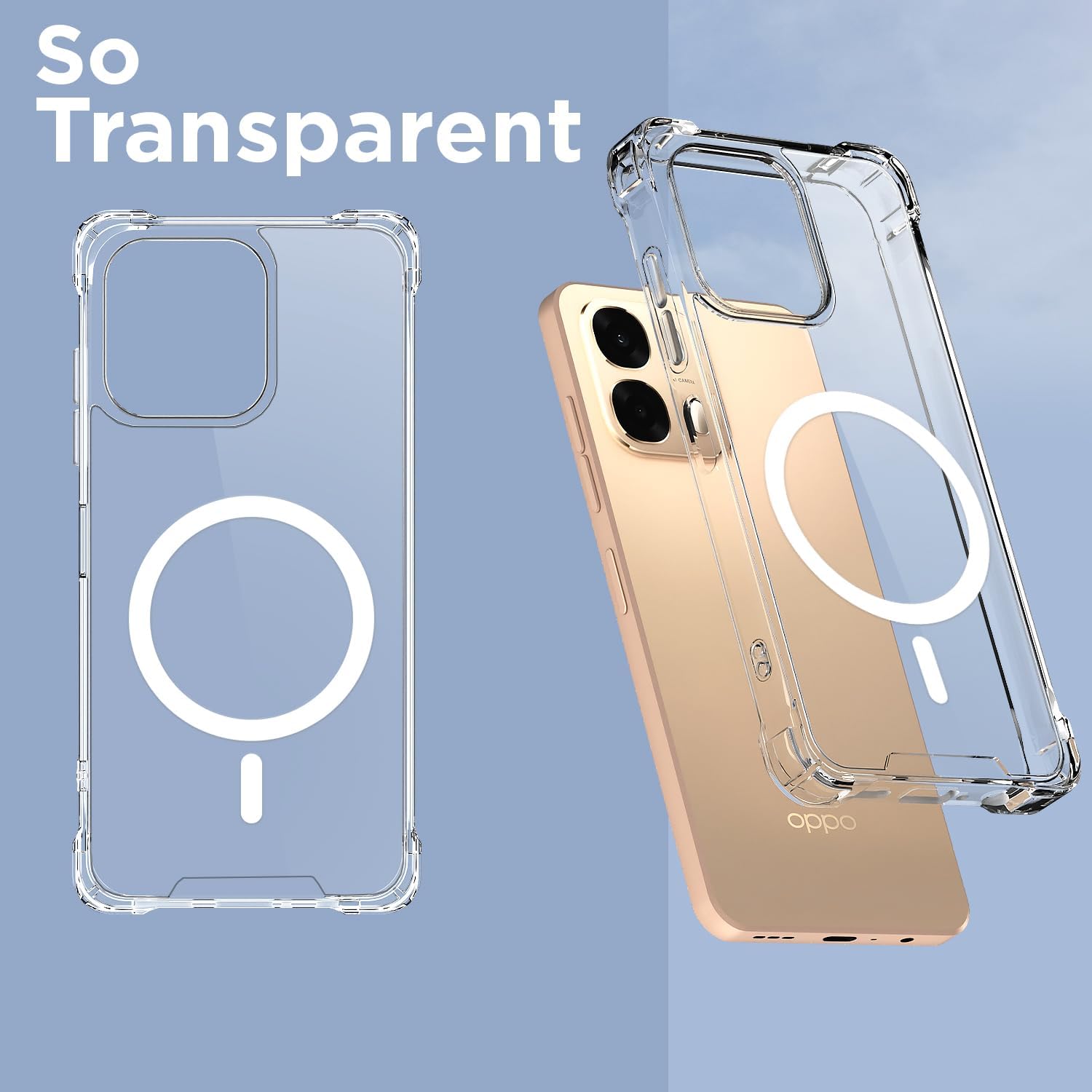 TrendyShield Oppo A6 Pro Back Cover | Transparent MagSafe Case | Shockproof 360° Bumper | Raised Camera Guard view 4