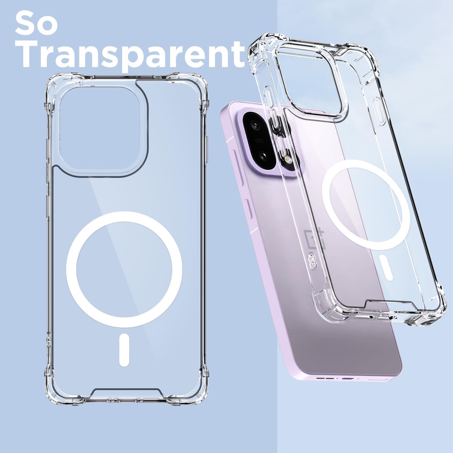 TrendyShield OnePlus 15 Back Cover | Transparent MagSafe Case | Shockproof 360° Bumper | Raised Camera Guard view 3
