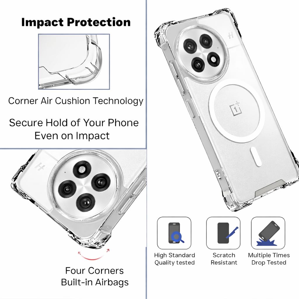 TrendyShield OnePlus 13 Back Cover | Transparent MagSafe Case | Shockproof 360° Bumper | Raised Camera Guard view 5