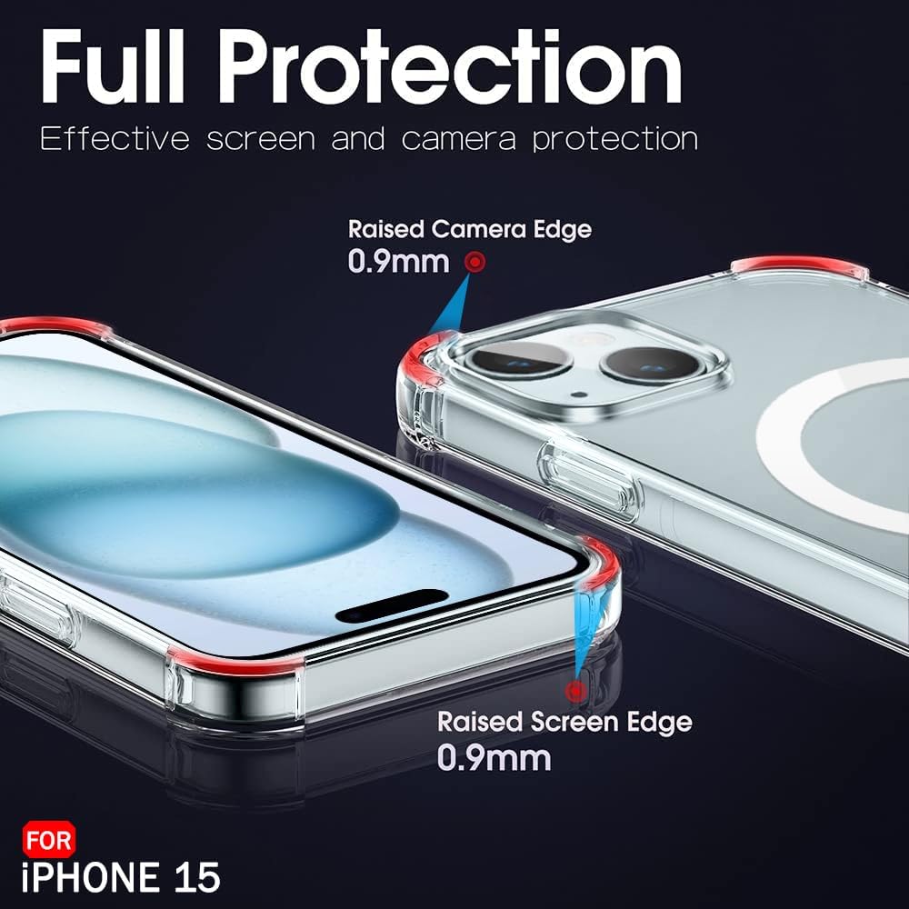 TrendyShield iPhone 15 Back Cover | Transparent MagSafe Case | Shockproof 360° Bumper | Raised Camera Guard view 4