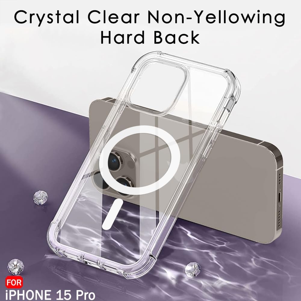 TrendyShield iPhone 15 Pro Back Cover | Transparent MagSafe Case | Shockproof 360° Bumper | Raised Camera Guard view 5