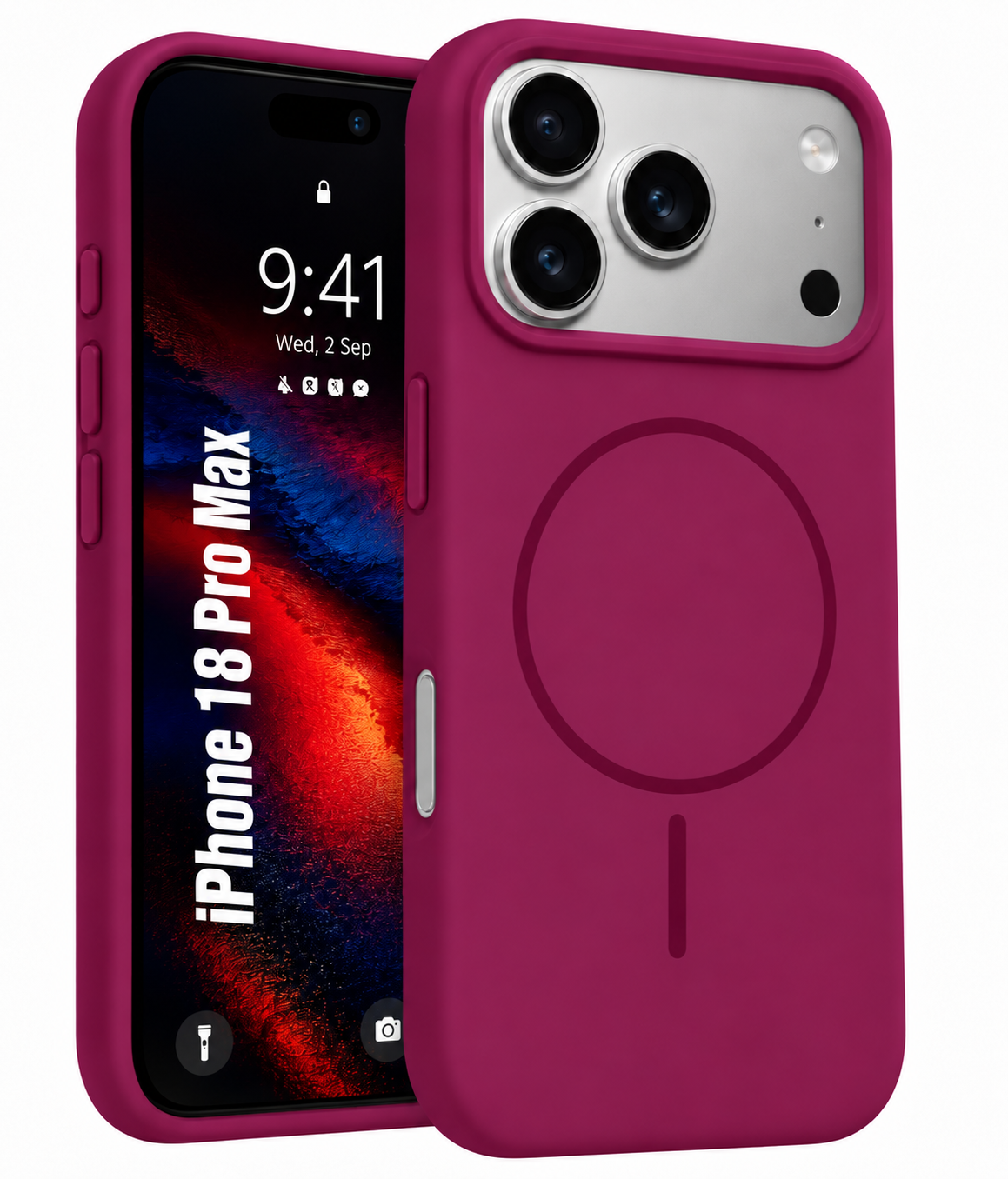TrendyShield iPhone 18 Pro Max Silicone Back Cover | Cherry Red | Soft-Touch Shockproof Case with Camera Protection
