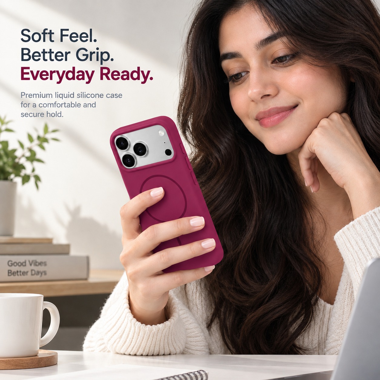 TrendyShield iPhone 18 Pro Max Silicone Back Cover | Cherry Red | Soft-Touch Shockproof Case with Camera Protection view 7