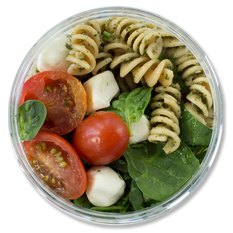 Top-down image of Pesto Pasta Bowl