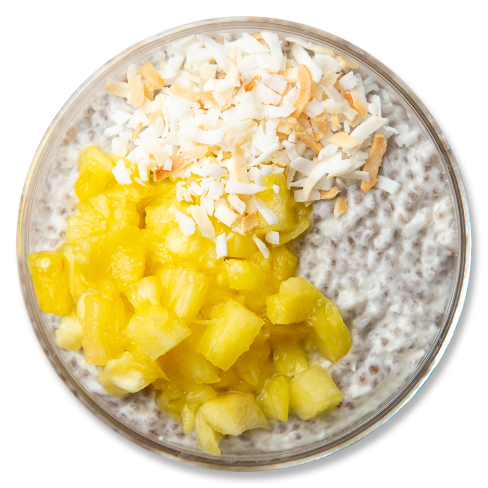 Top-down image of Pineapple Coconut Chia Pudding