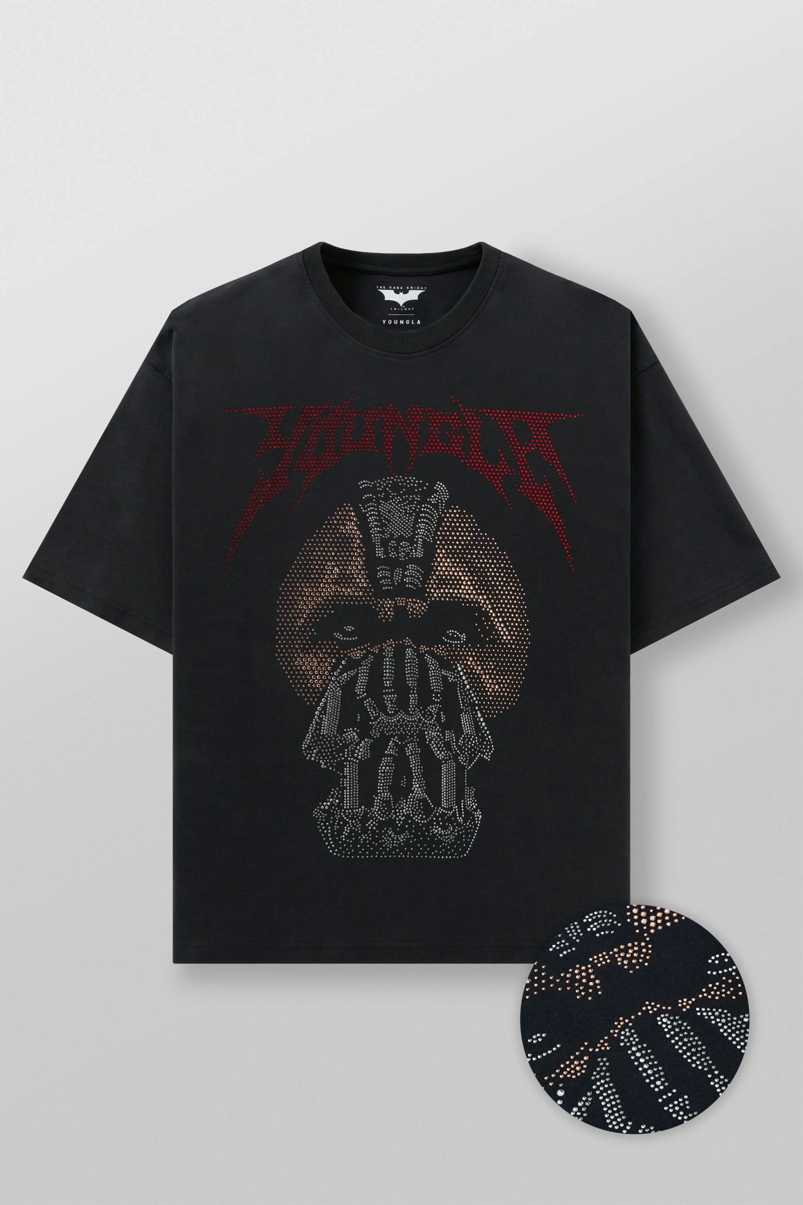 YoungLA Batman Rhinestone Tee en Negro