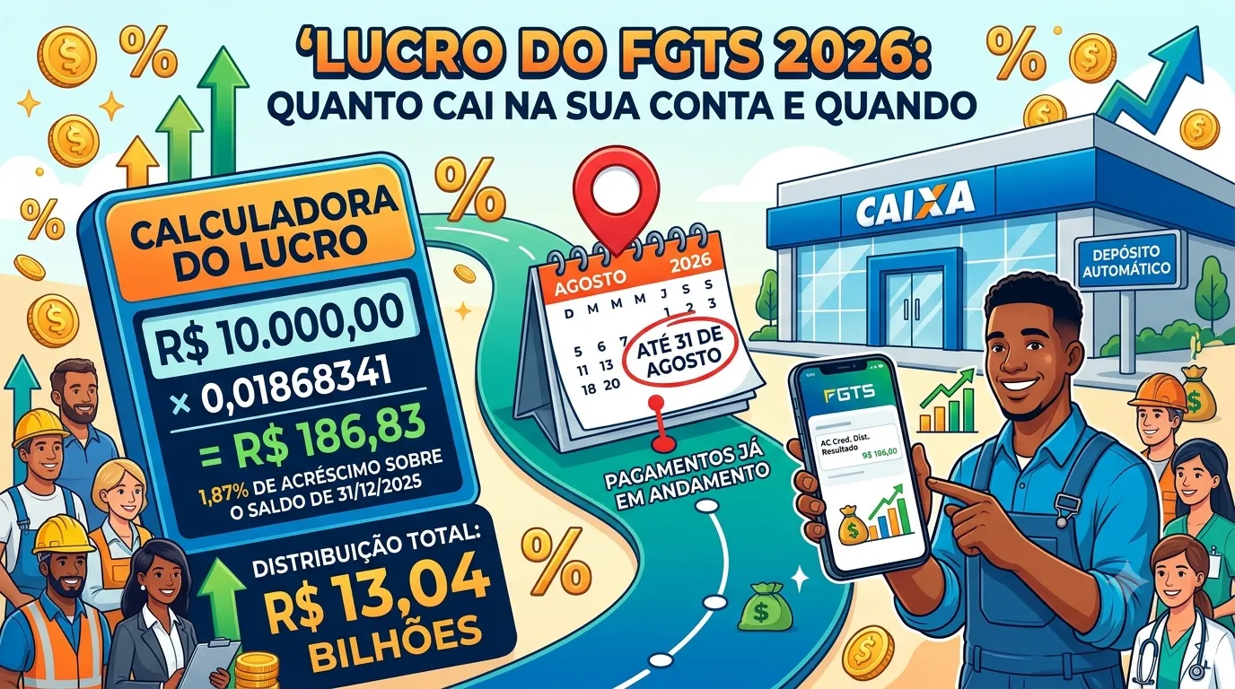 FGTS e benefícios — Lucro do FGTS 2026: quanto cai na sua conta e quando