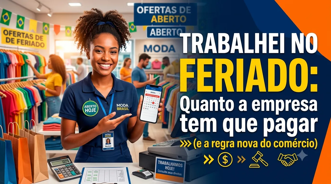 Loja de rua aberta em dia de feriado com funcionário no caixa