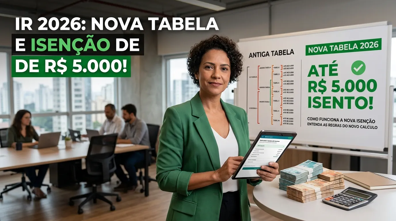 Ilustração de uma folha de pagamento com um selo de isenção de impostos, moedas e gráficos crescentes.