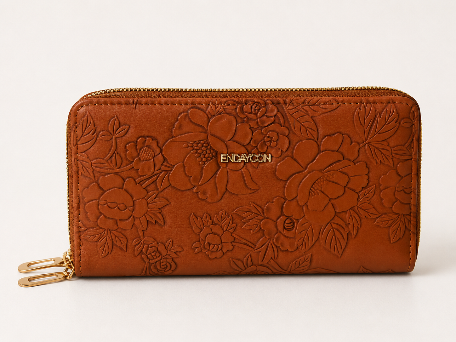 Floral Embossed Zip-Around Wallet