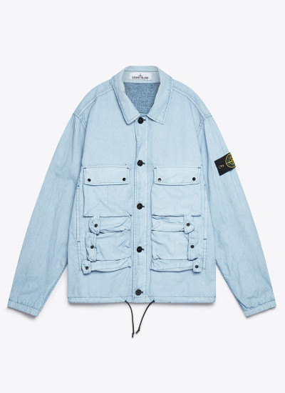 Very Goods | Stone Island Tela Placcata Field Jacket In Marine Blue
