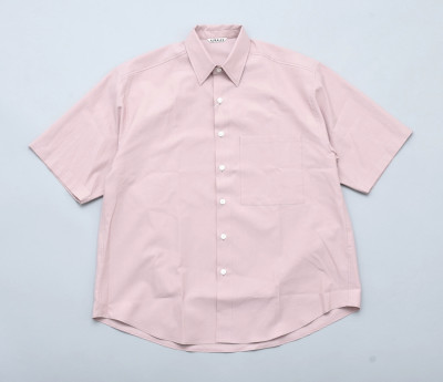 トップス AURALEE 25ss sleeved shirt \"LIGHT PINK\" Auralee Washed Finx Typewriter Open Collar Half Sleeved