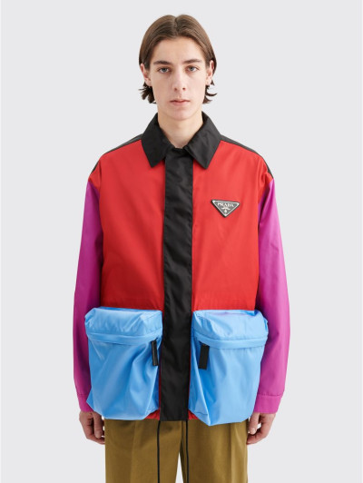 Very Goods | Très Bien - Prada Gabardine Nylon Color Block Jacket Red /  Azalea