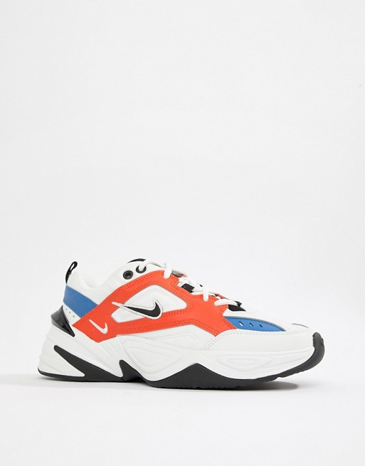 red and blue nike trainers