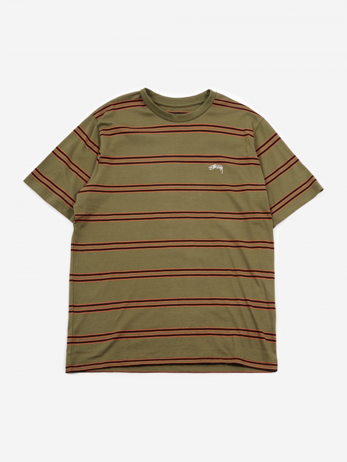 Very Goods | Stussy Double Stripe Crewneck T-Shirt - Olive